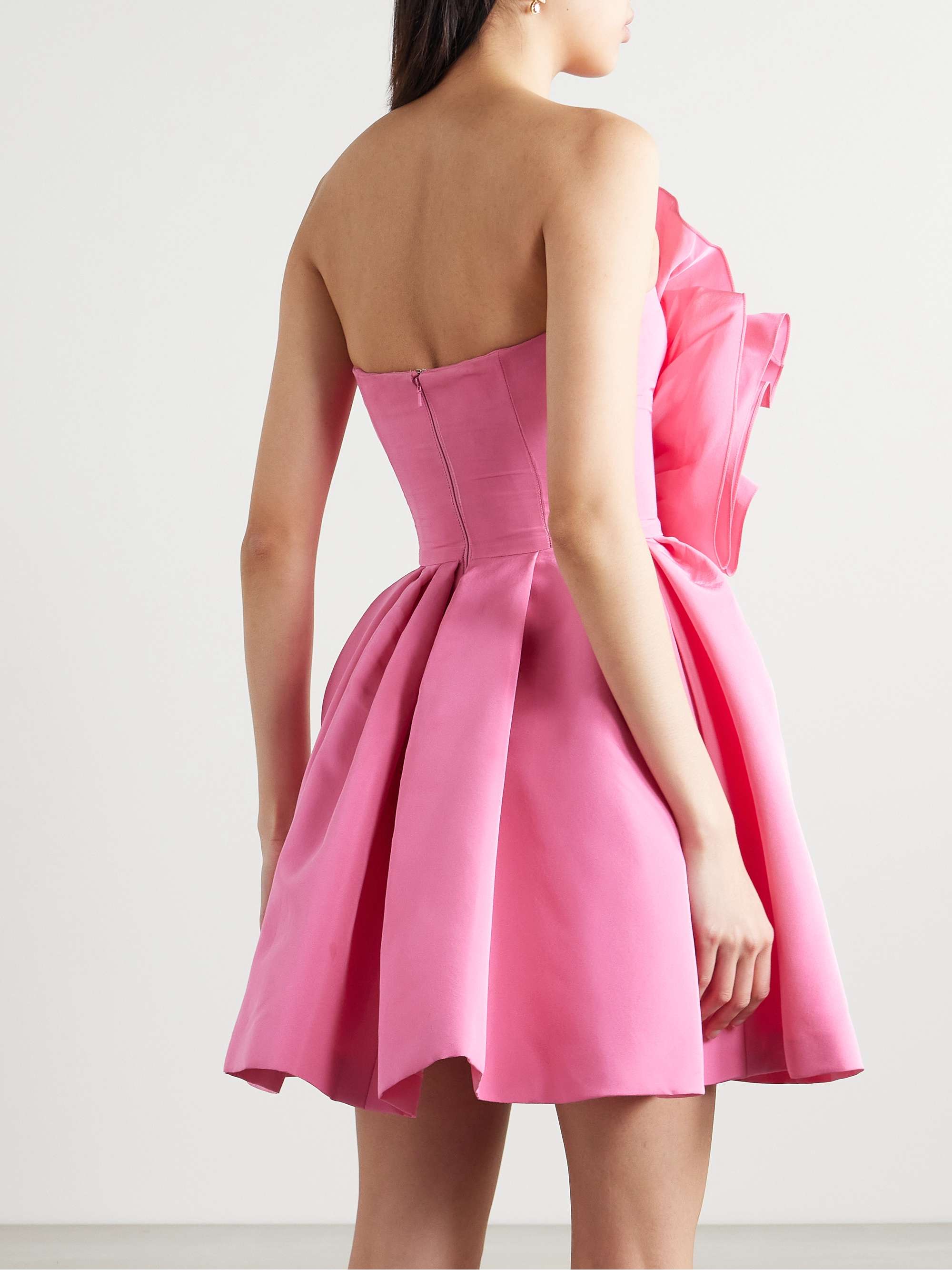 Strapless appliquéd silk-faille mini dress view