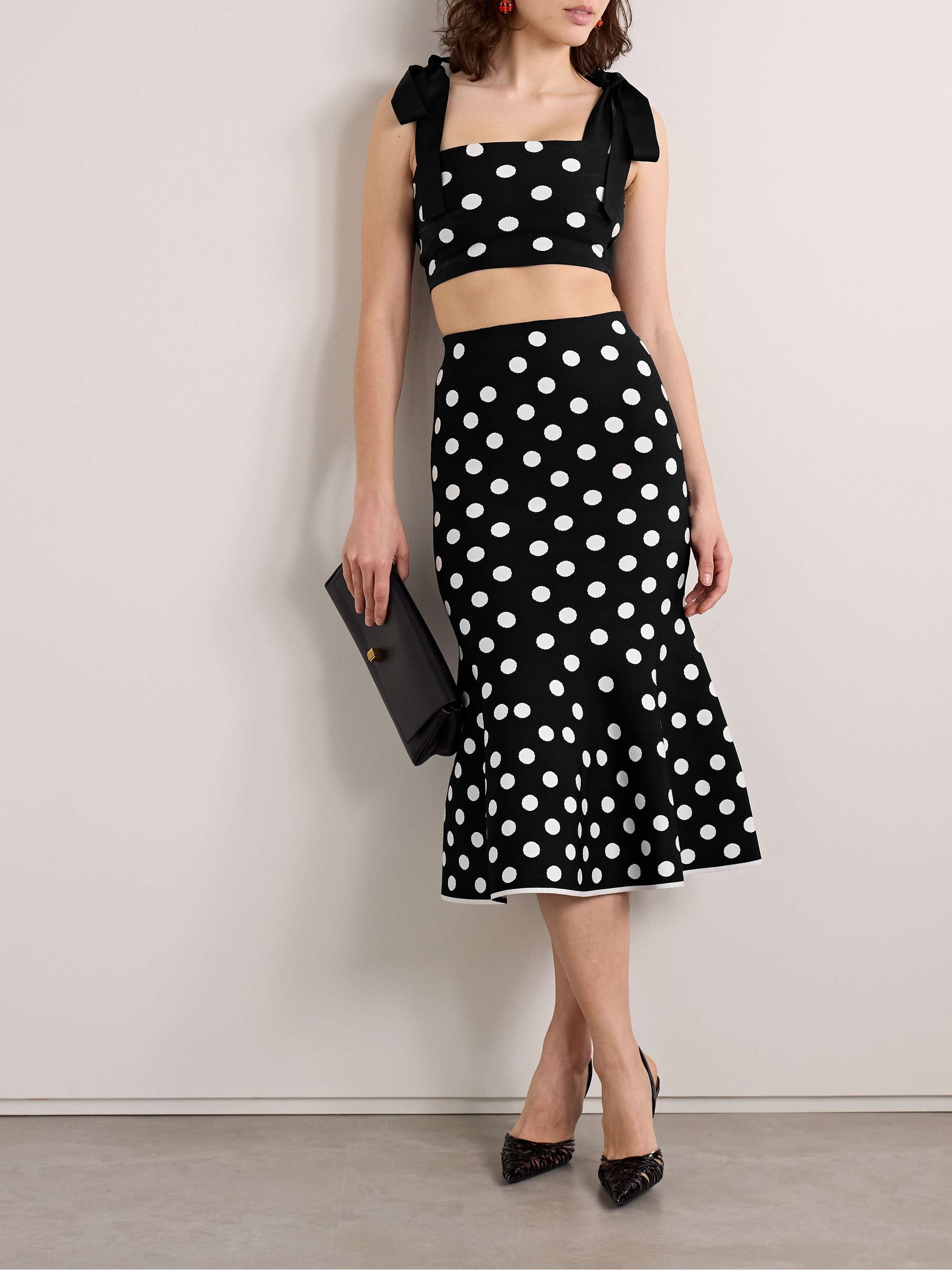 Cropped polka-dot jacquard-knit tank view