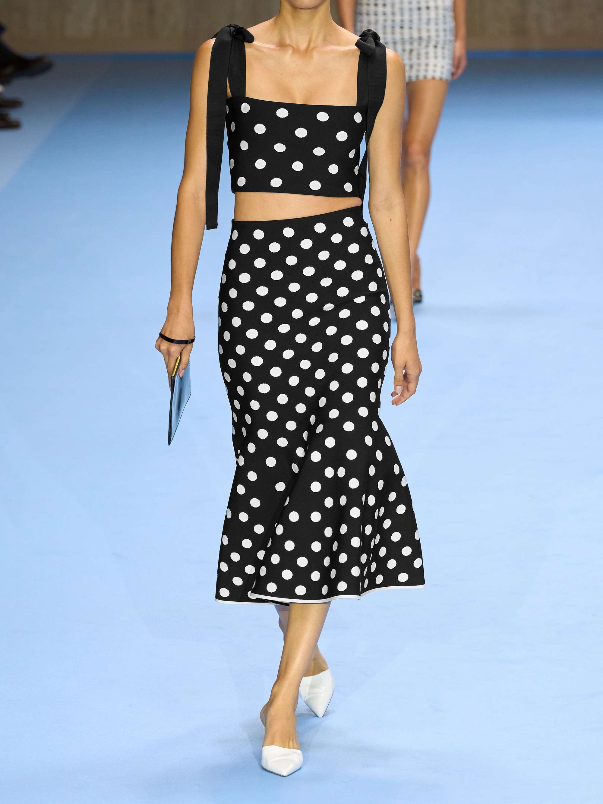 Cropped polka-dot jacquard-knit tank view