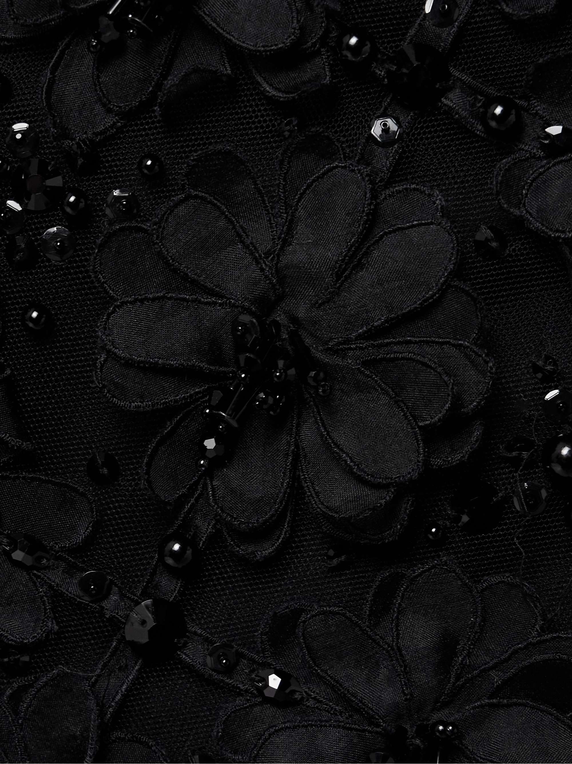 Appliquéd bead-embellished tulle maxi skirt view