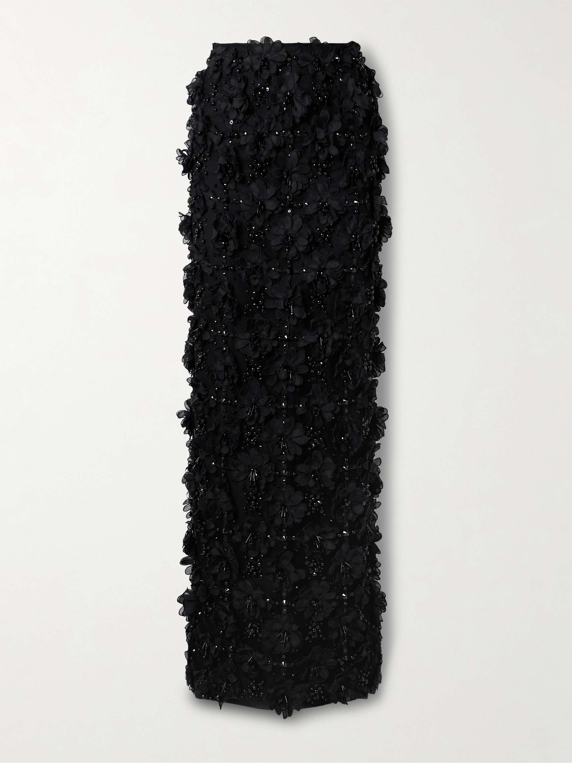 Appliquéd bead-embellished tulle maxi skirt view