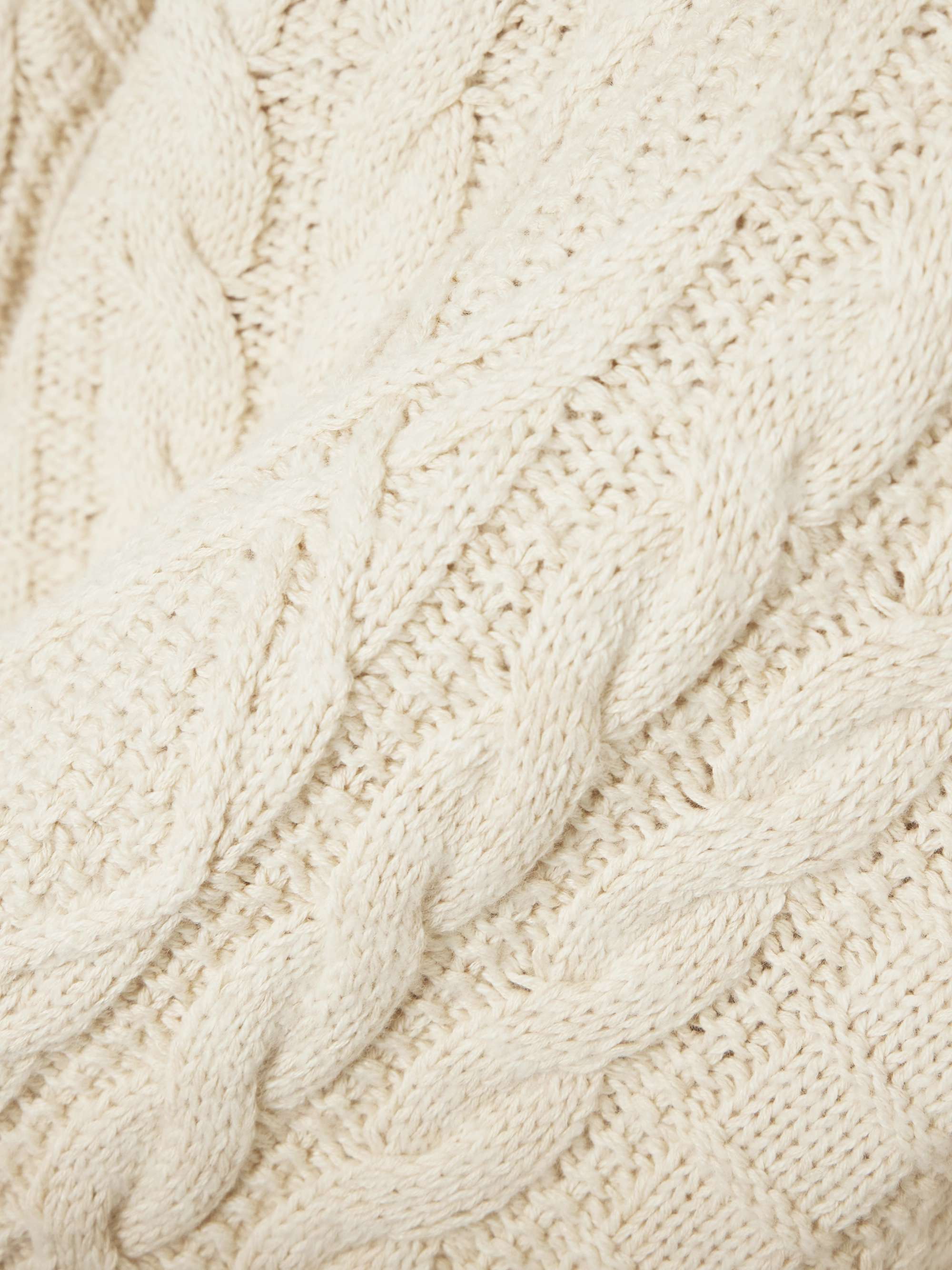 Cropped cable-knit cotton, wool and hemp-blend sweater view