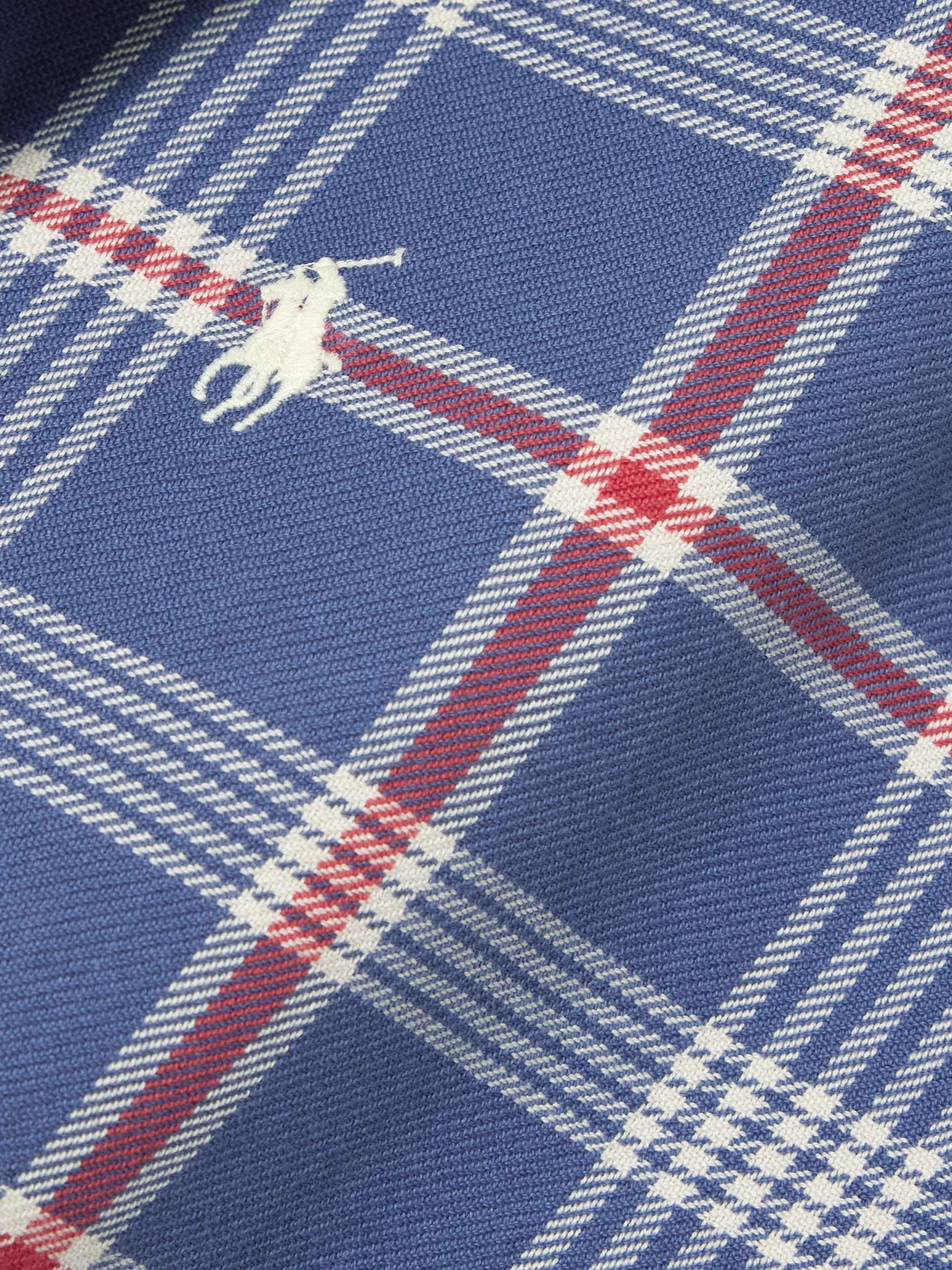 Embroidered checked cotton-flannel shirt view