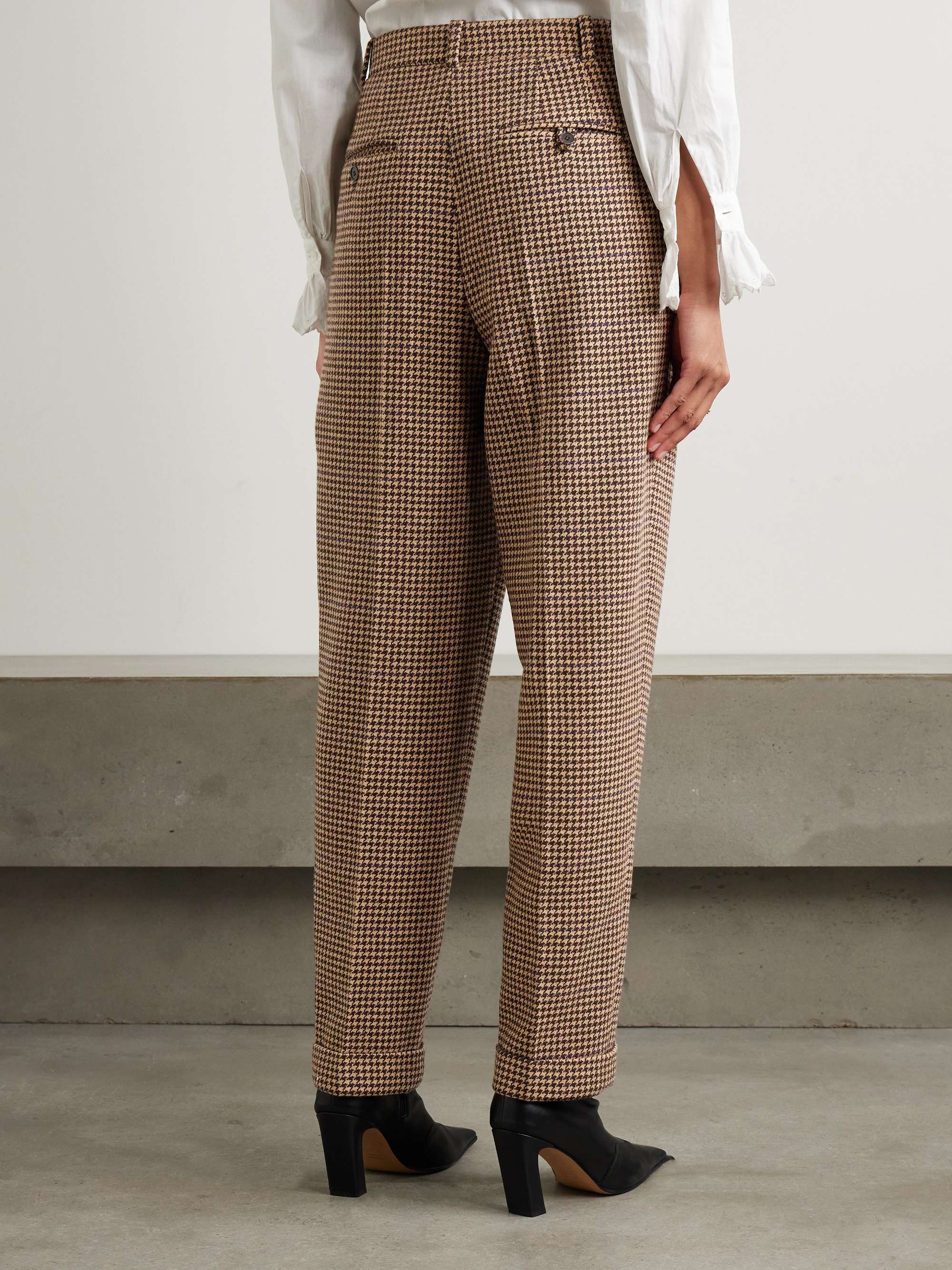 Pleated houndstooth tweed tapered pants view
