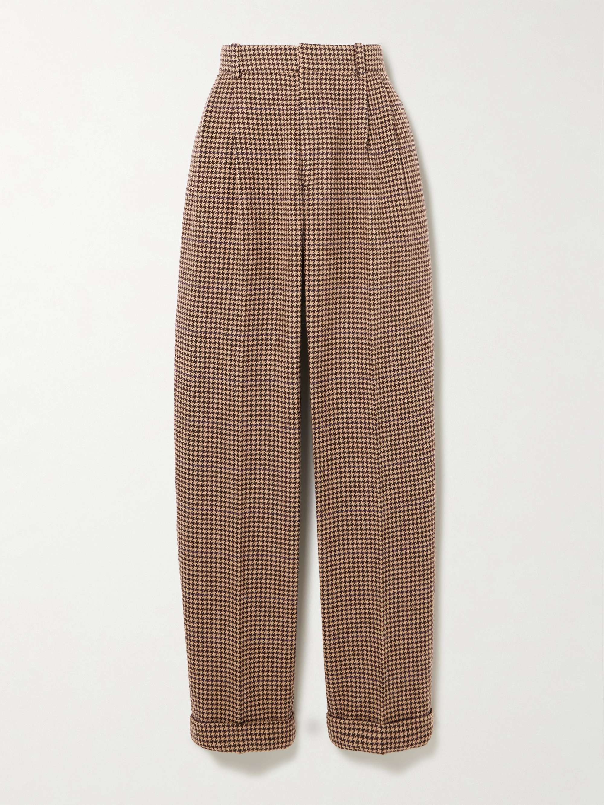Pleated houndstooth tweed tapered pants view