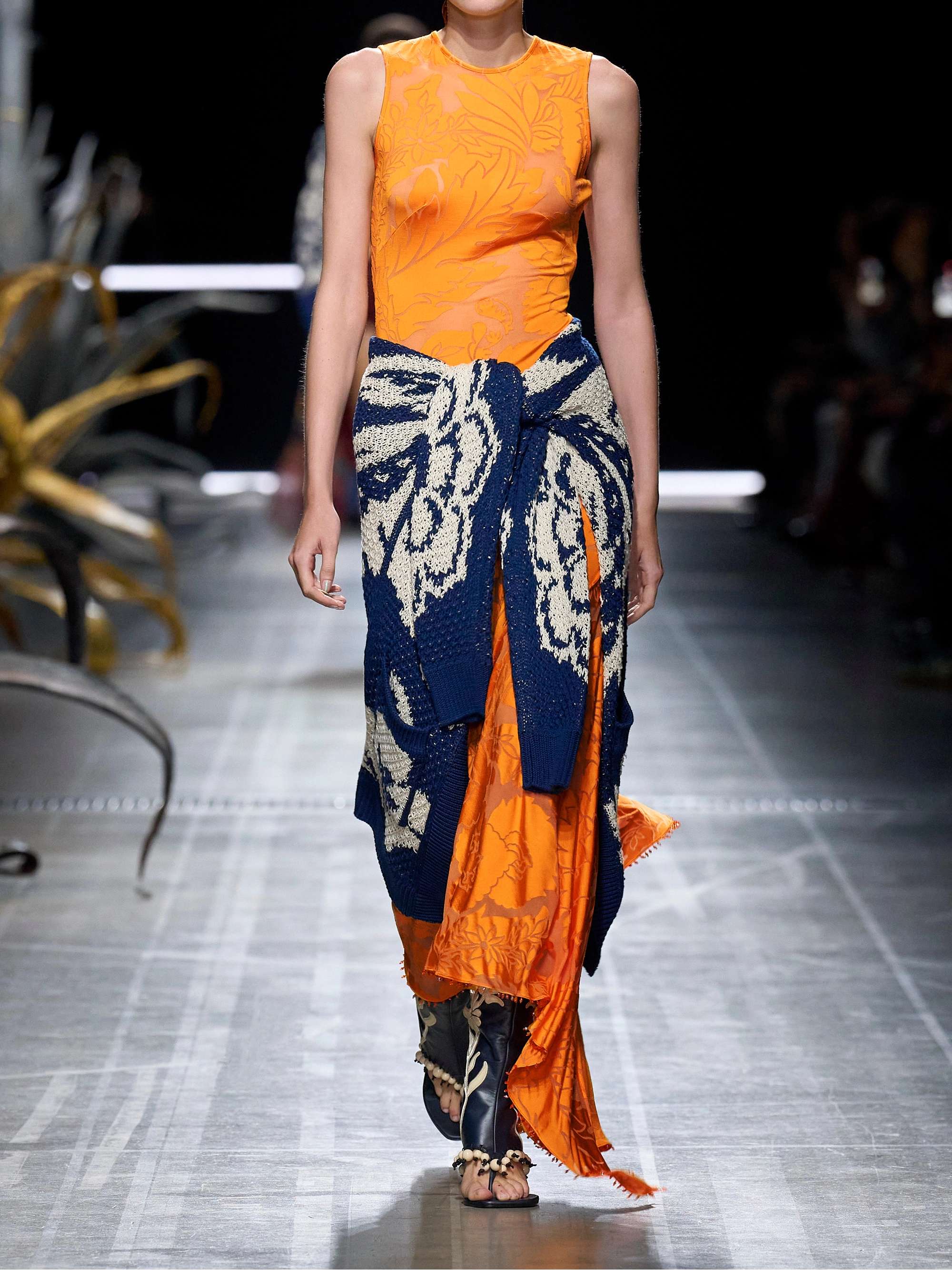 Asymmetric open-back devoré-jersey maxi dress view