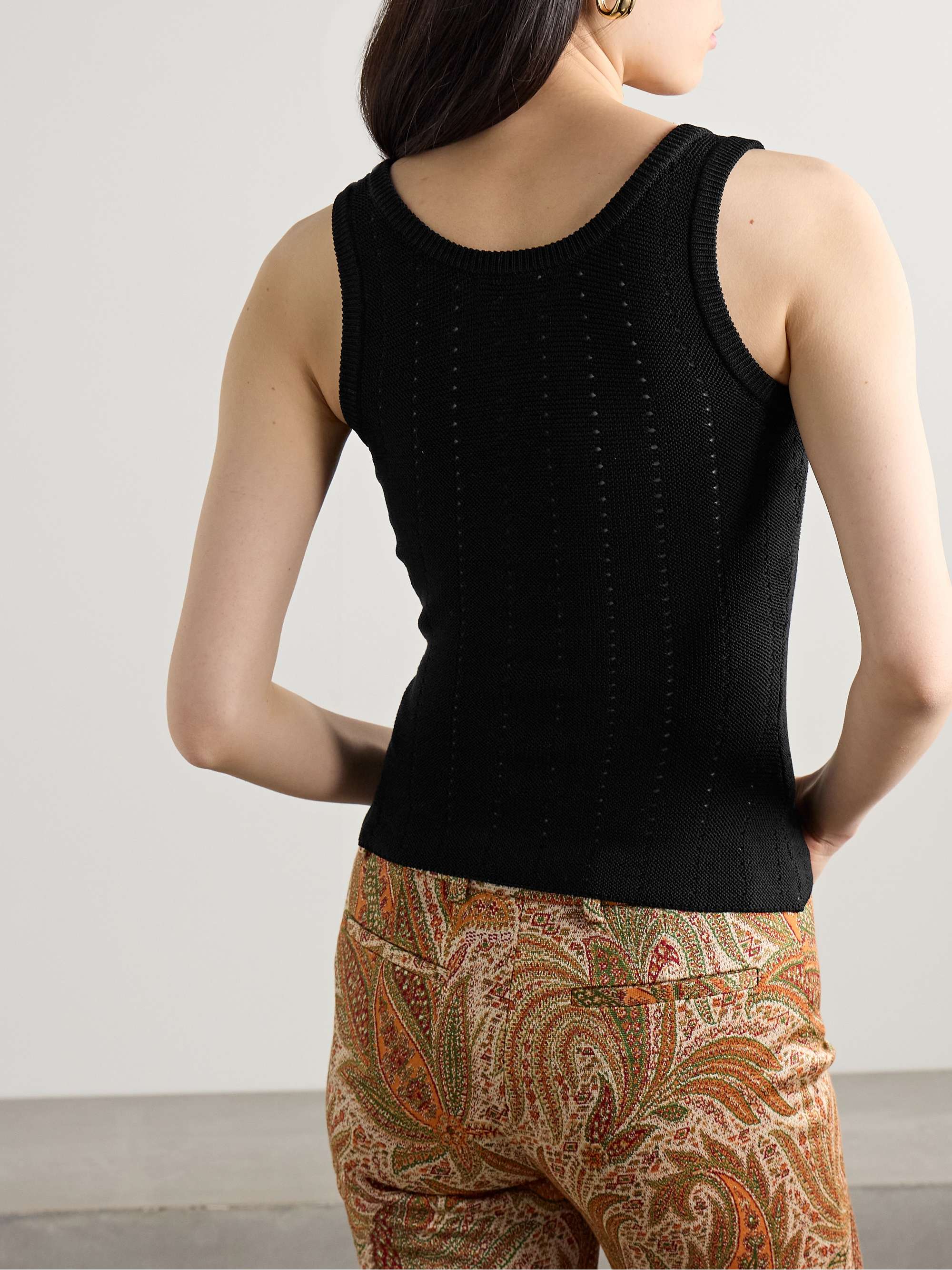 Pointelle-knit silk-blend tank view