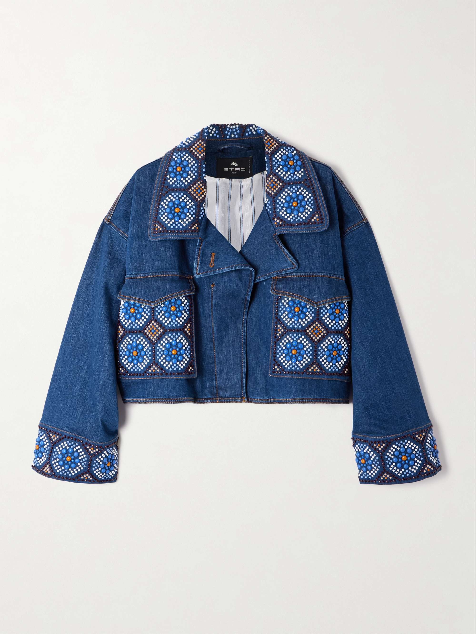 Bead-embellished denim jacket view