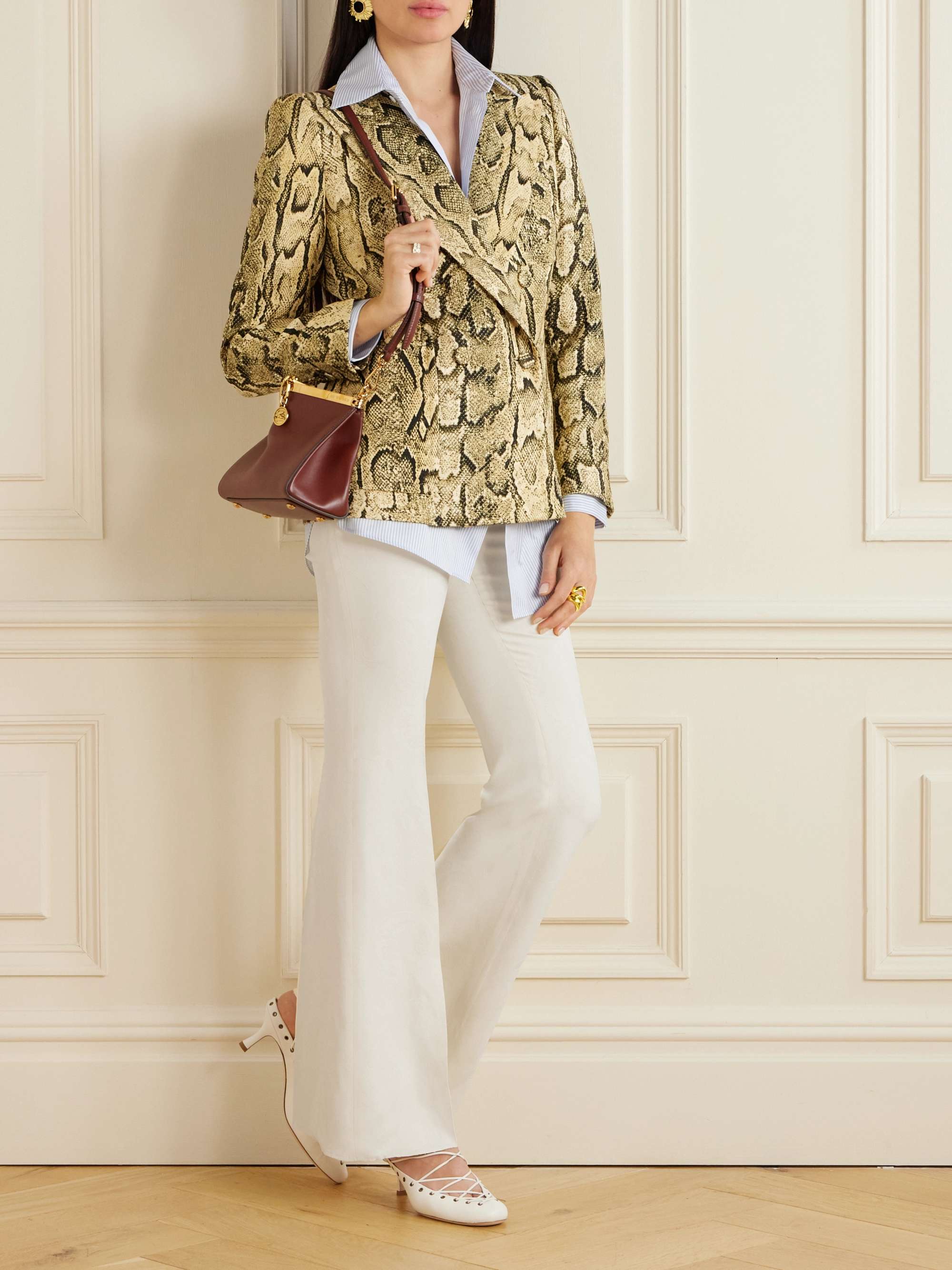 Jacquard flared pants view