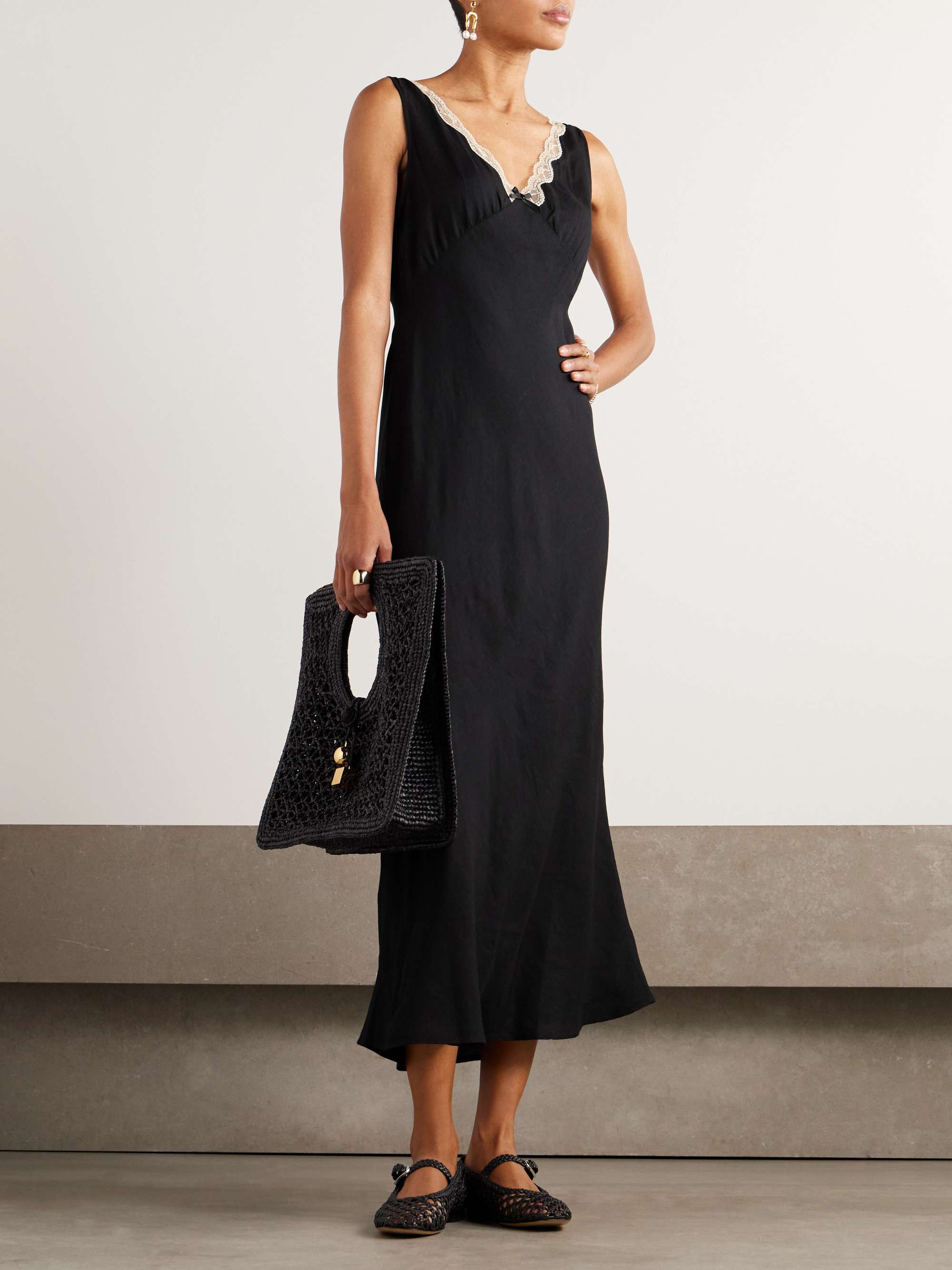 Sandrine lace-trimmed voile midi dress view