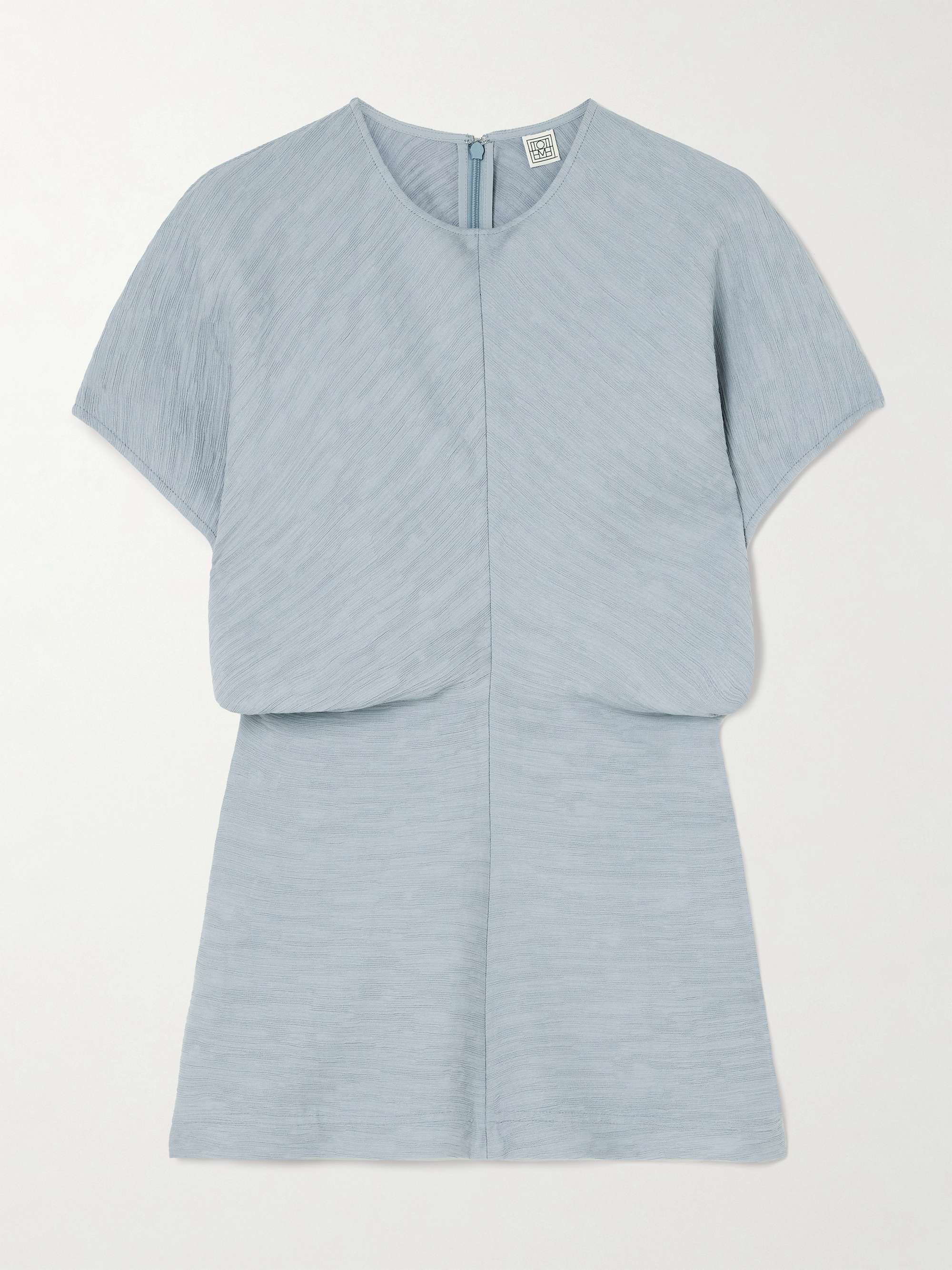Draped textured woven top view