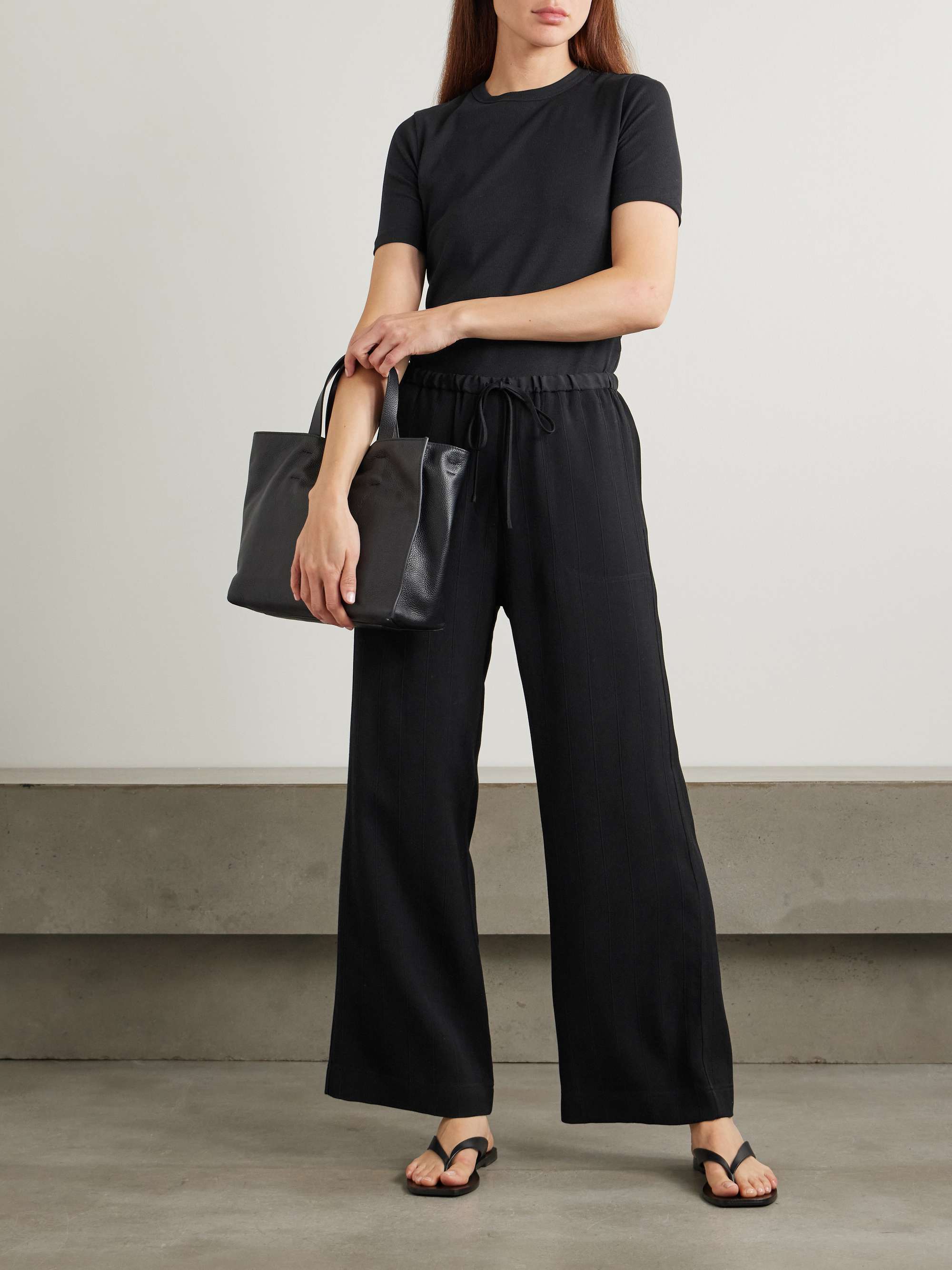 Striped jacquard wide-leg pants view