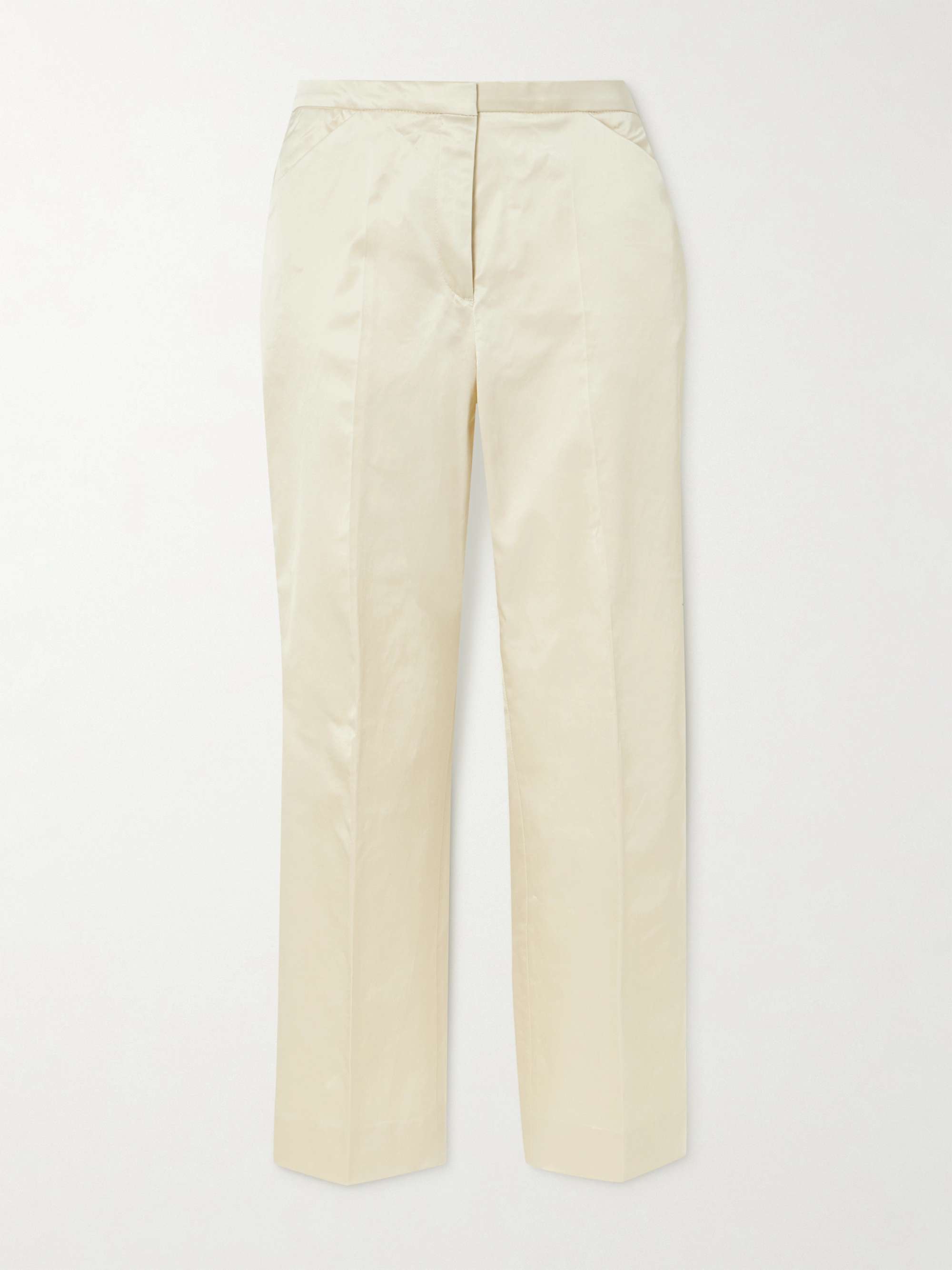 Cropped organic cotton-blend straight-leg pants view