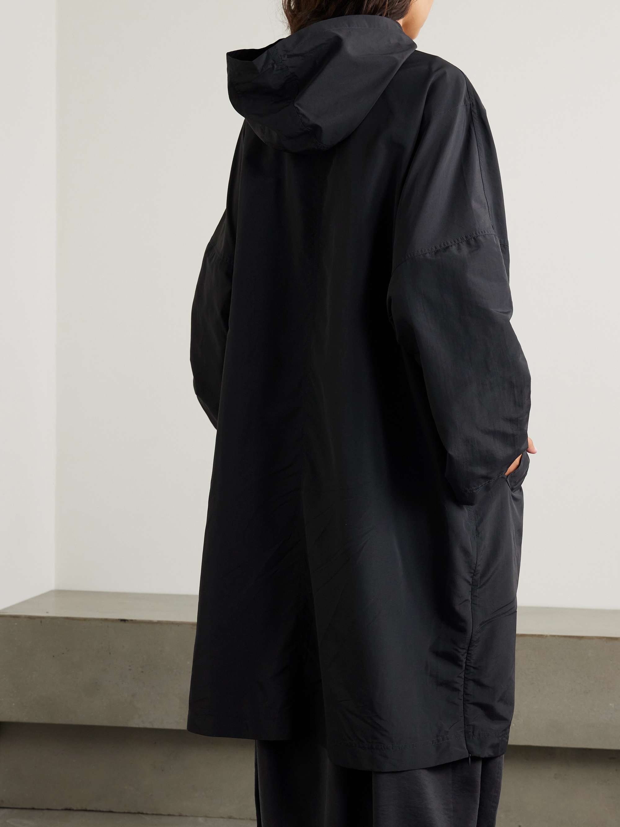 Hooded recycled-shell coat view