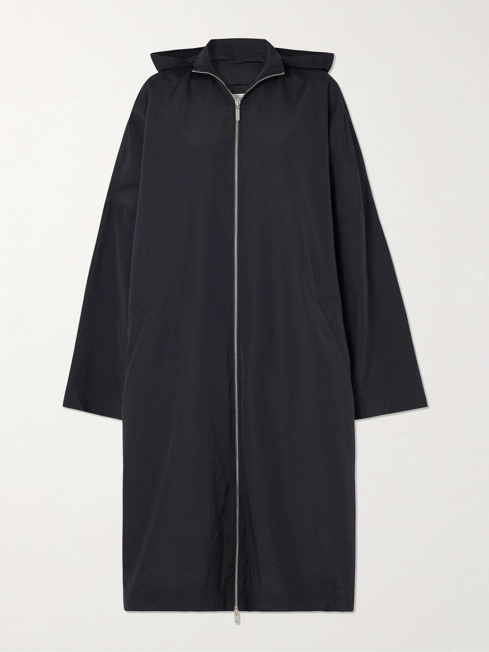 Hooded recycled-shell coat view