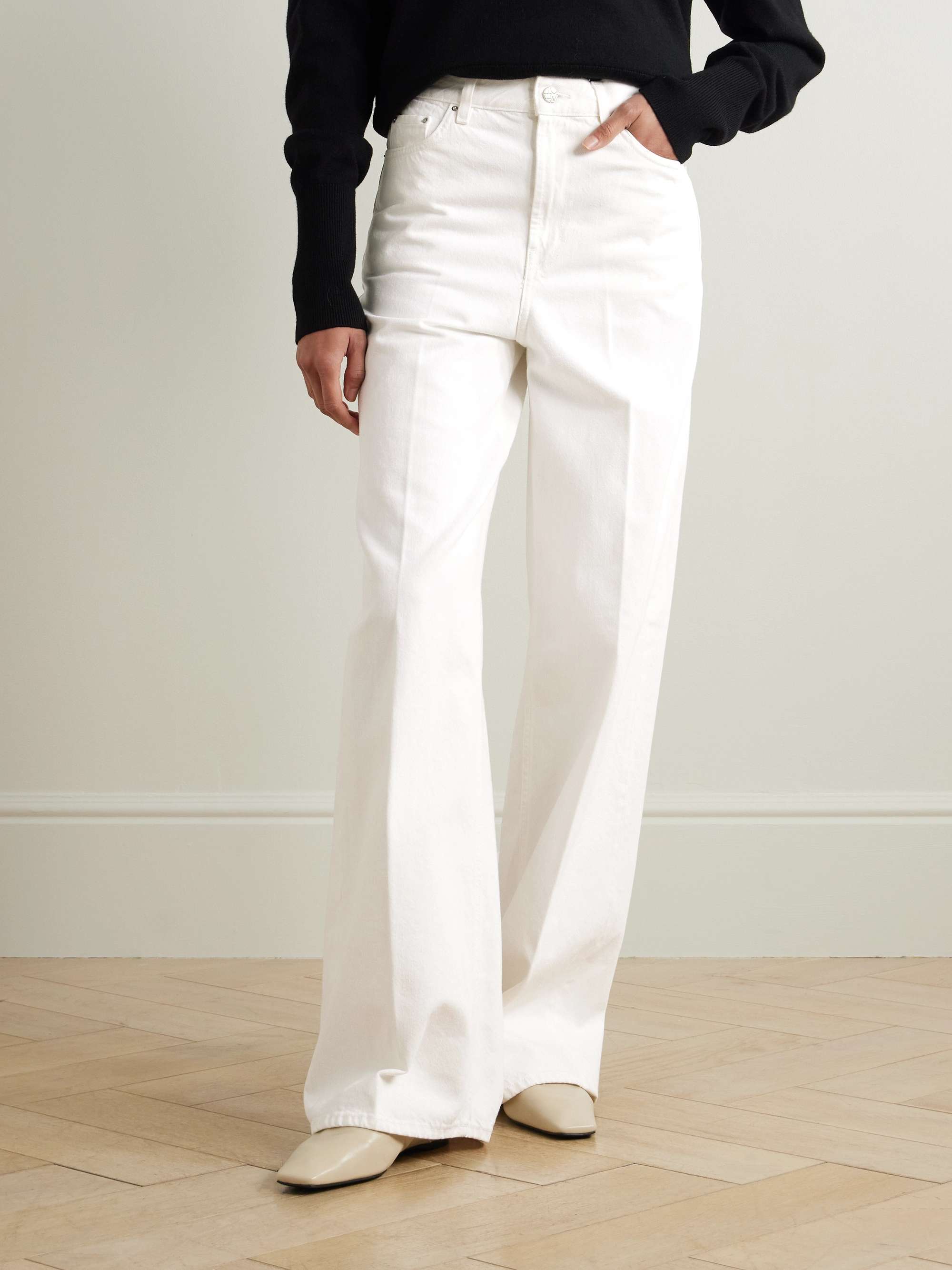 Pleated high-rise wide-leg organic jeans view