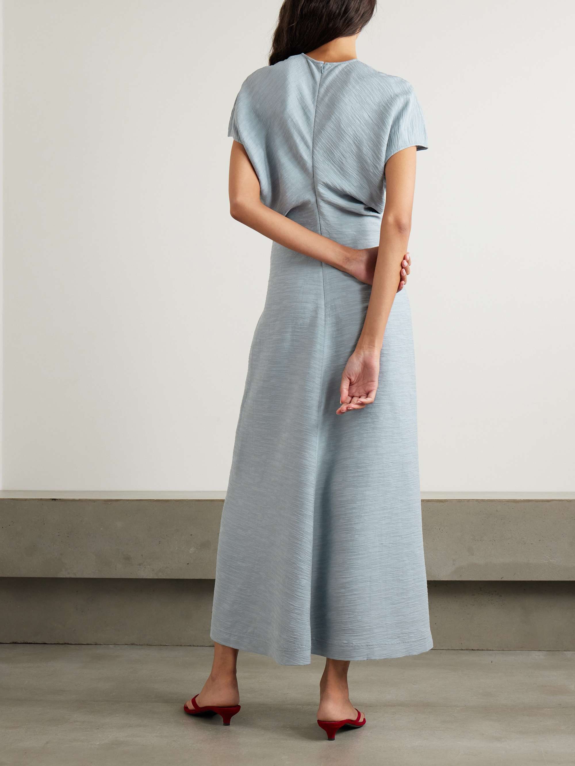 Gathered woven maxi dress view