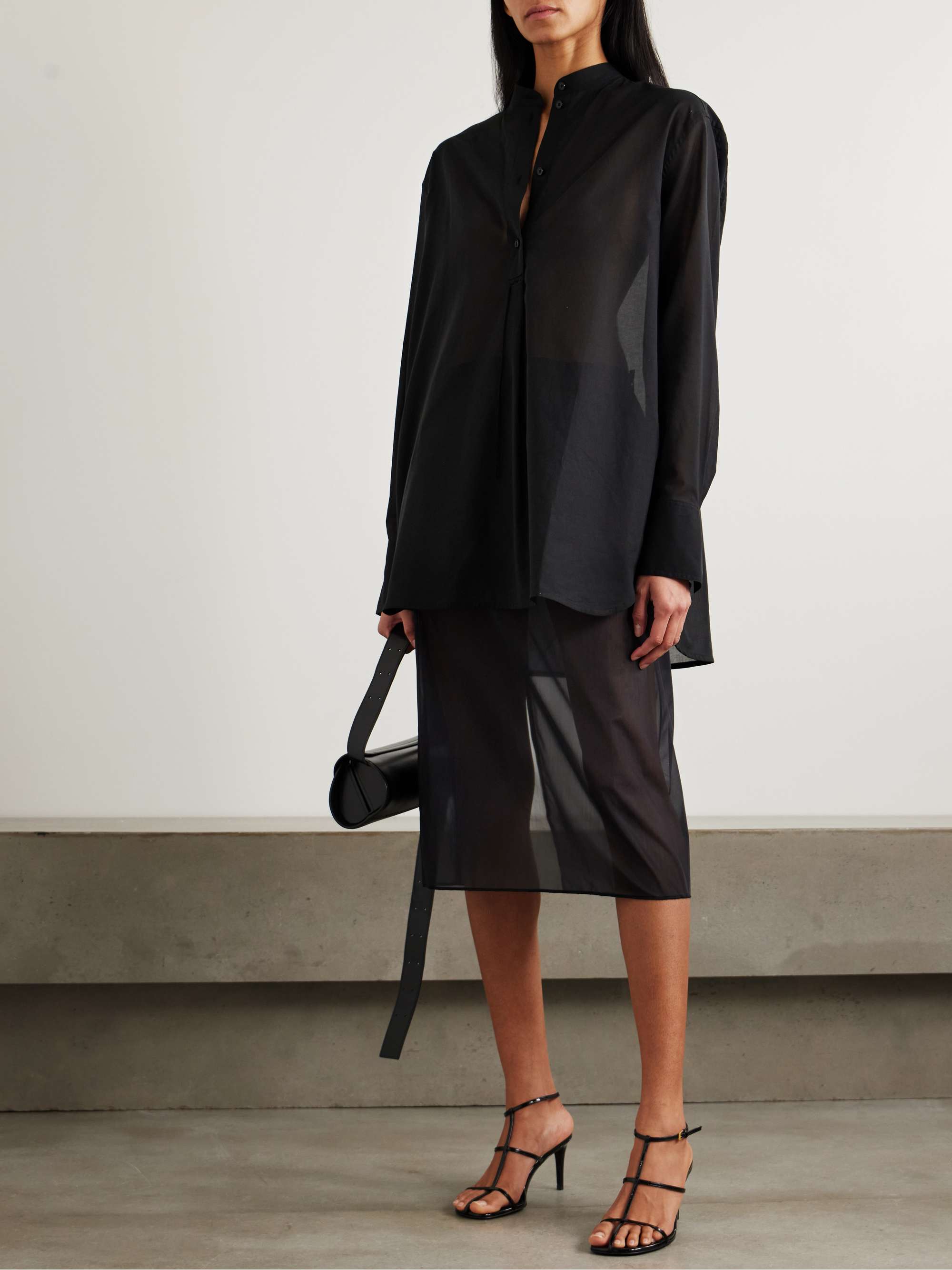 Embroidered organic cotton-voile shirt view