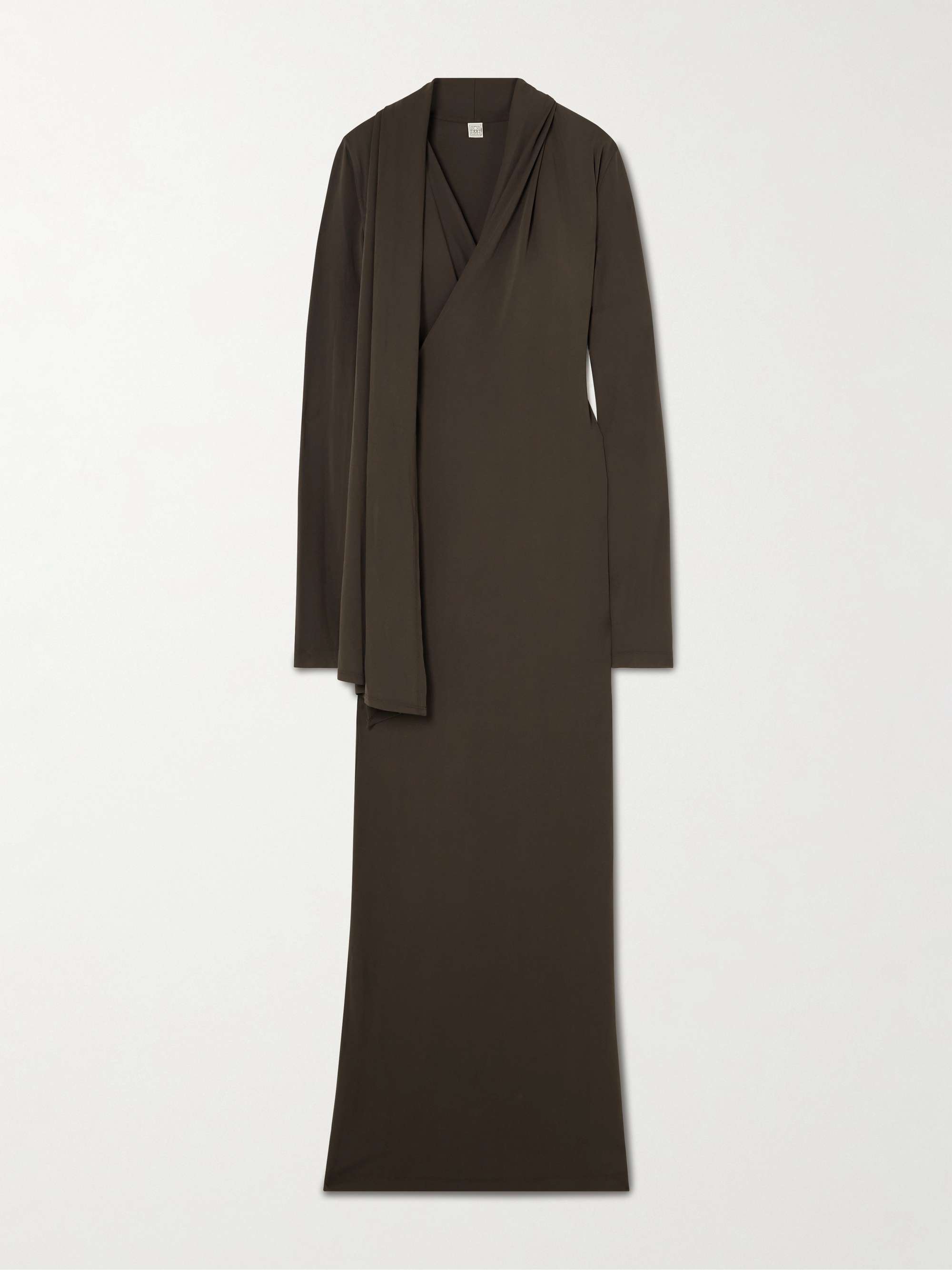 Wrap-effect draped stretch-jersey maxi dress view