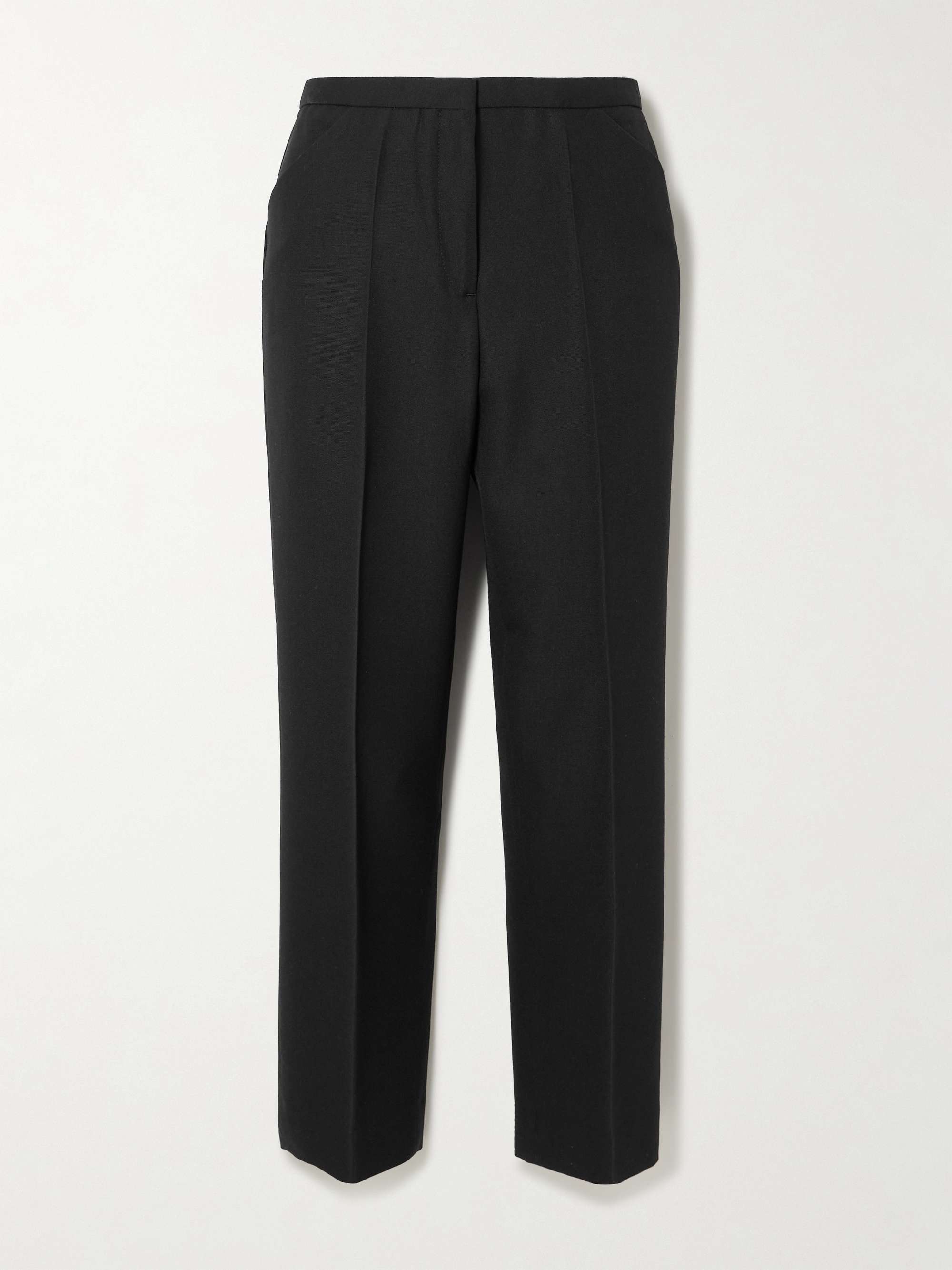 Cropped pleated grain de poudre straight-leg pants view