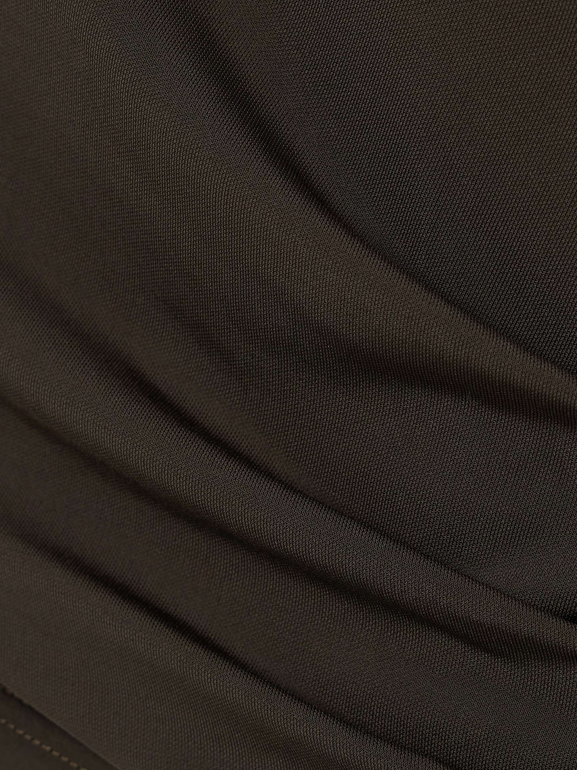 Wrap-effect draped stretch-jersey top view