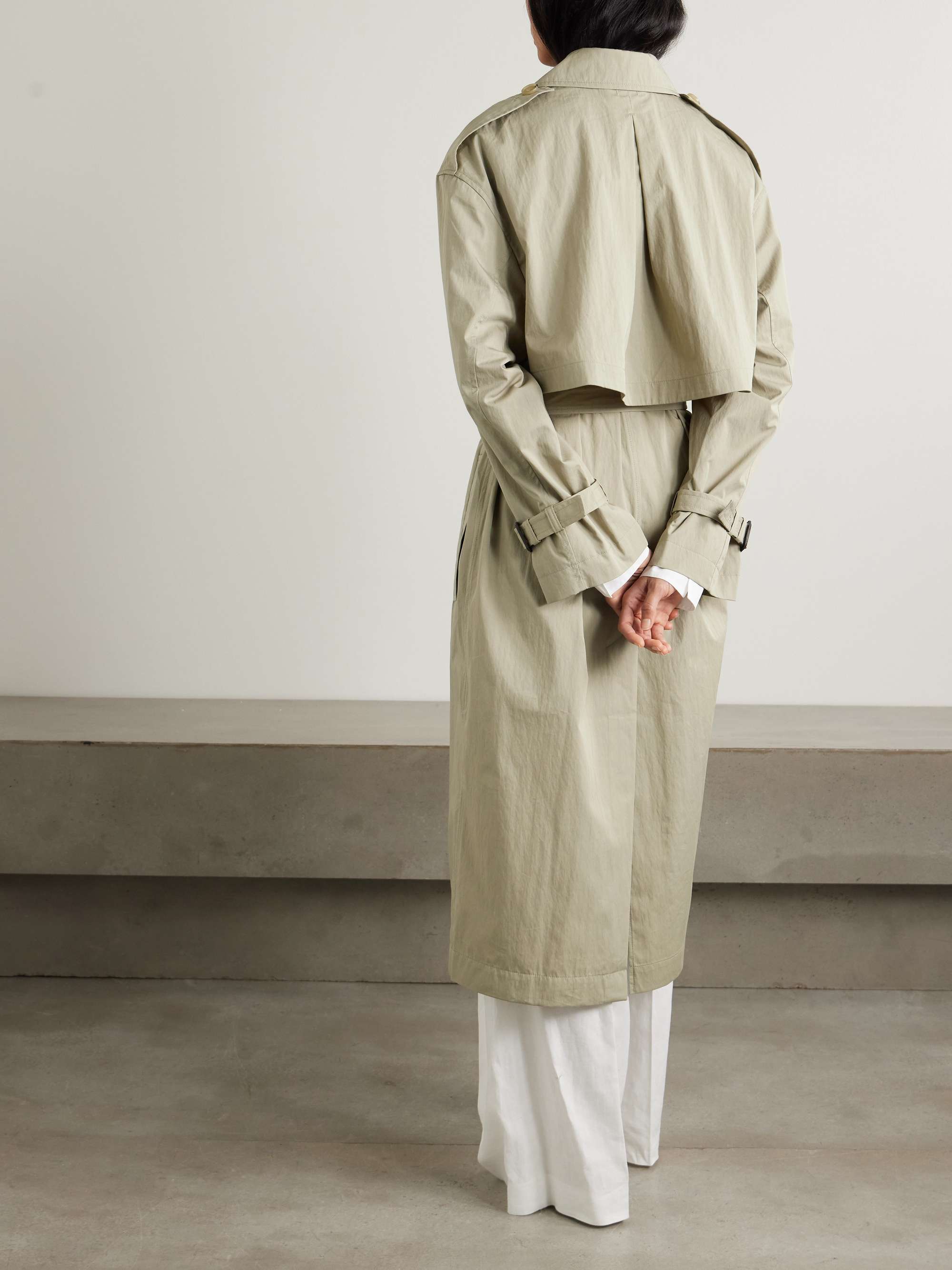 Belted organic cotton-blend trench coat view