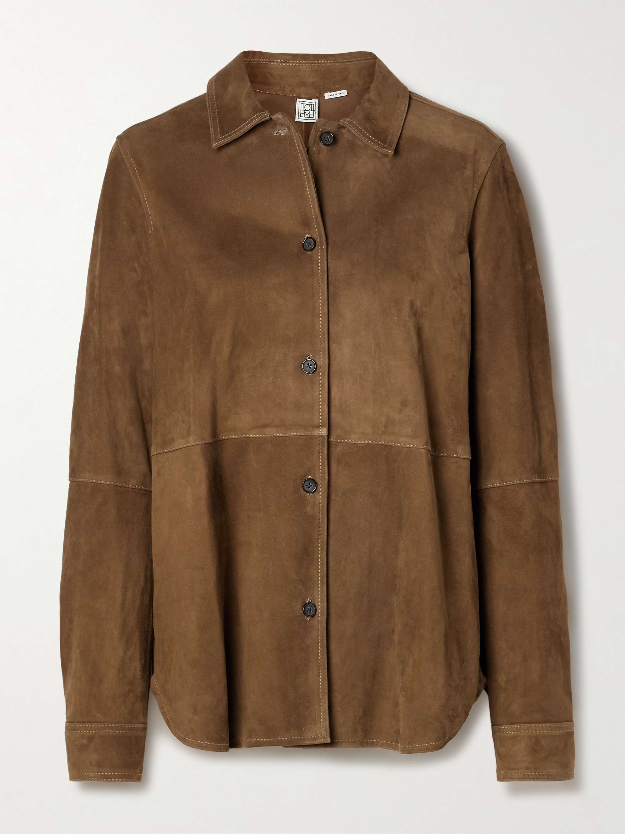 Paneled suede shirt view