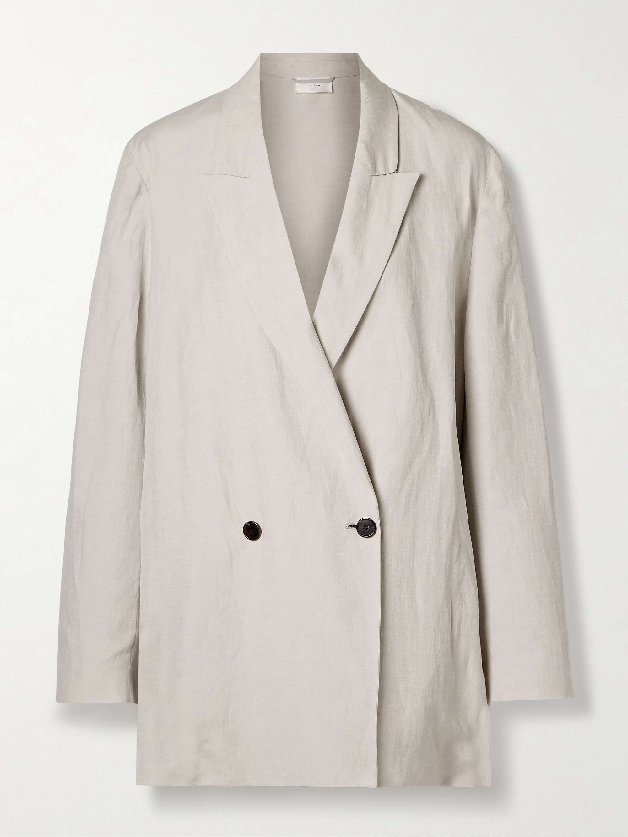 Nat double-breasted silk and linen-blend blazer view