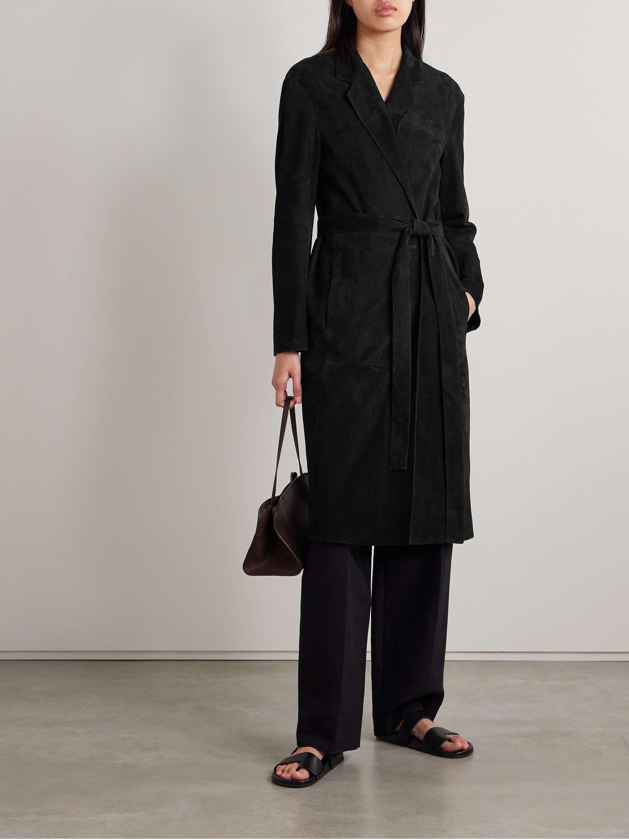 Babil belted suede coat view