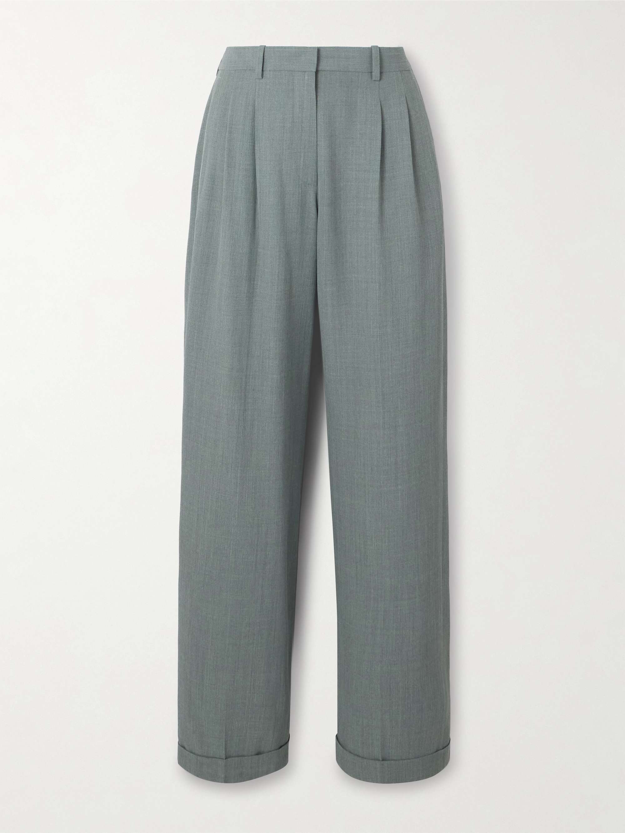 Everhart pleated wool-blend straight-leg pants view