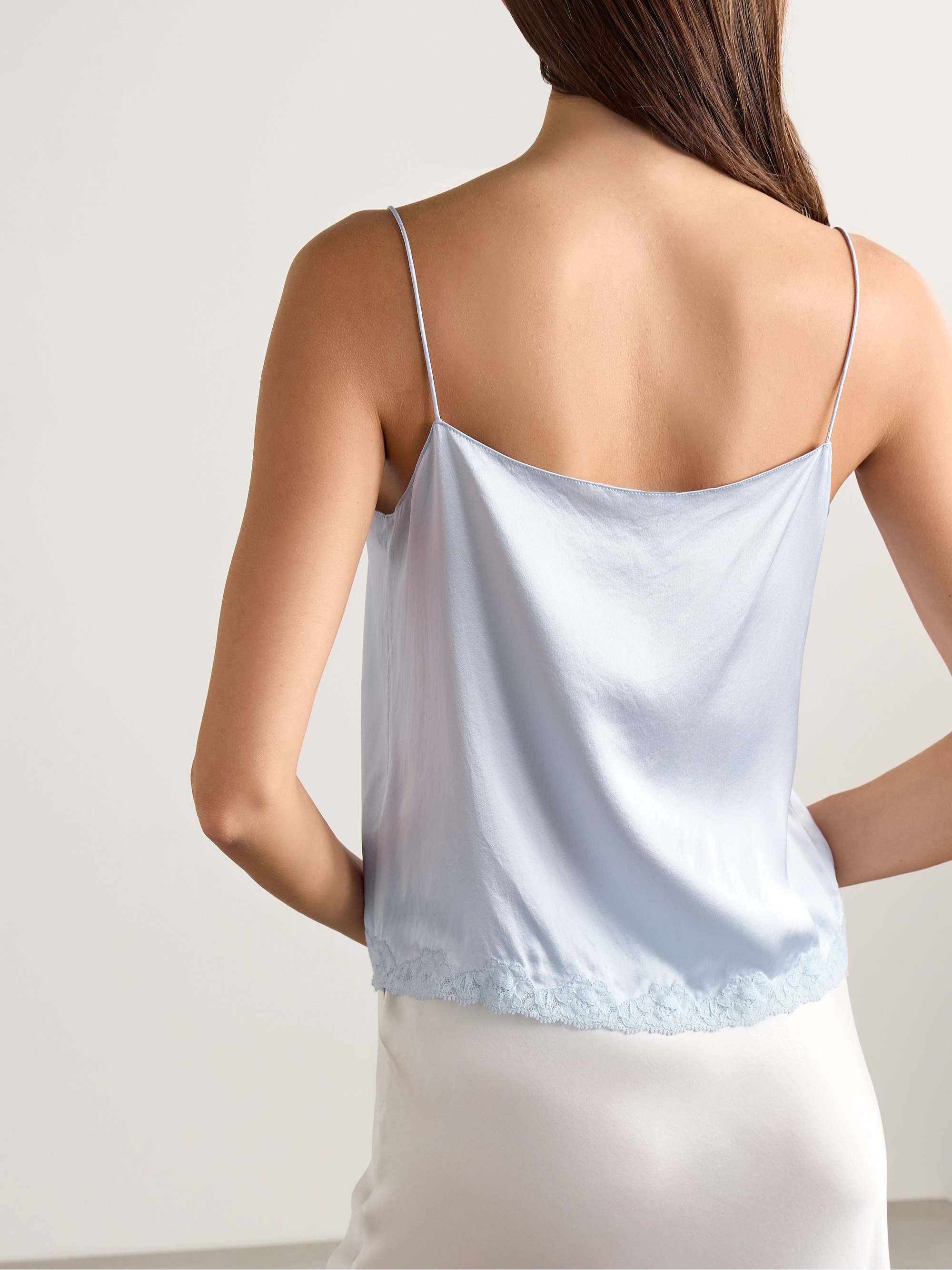 Kilari cotton-blend lace-trimmed silk-charmeuse camisole view