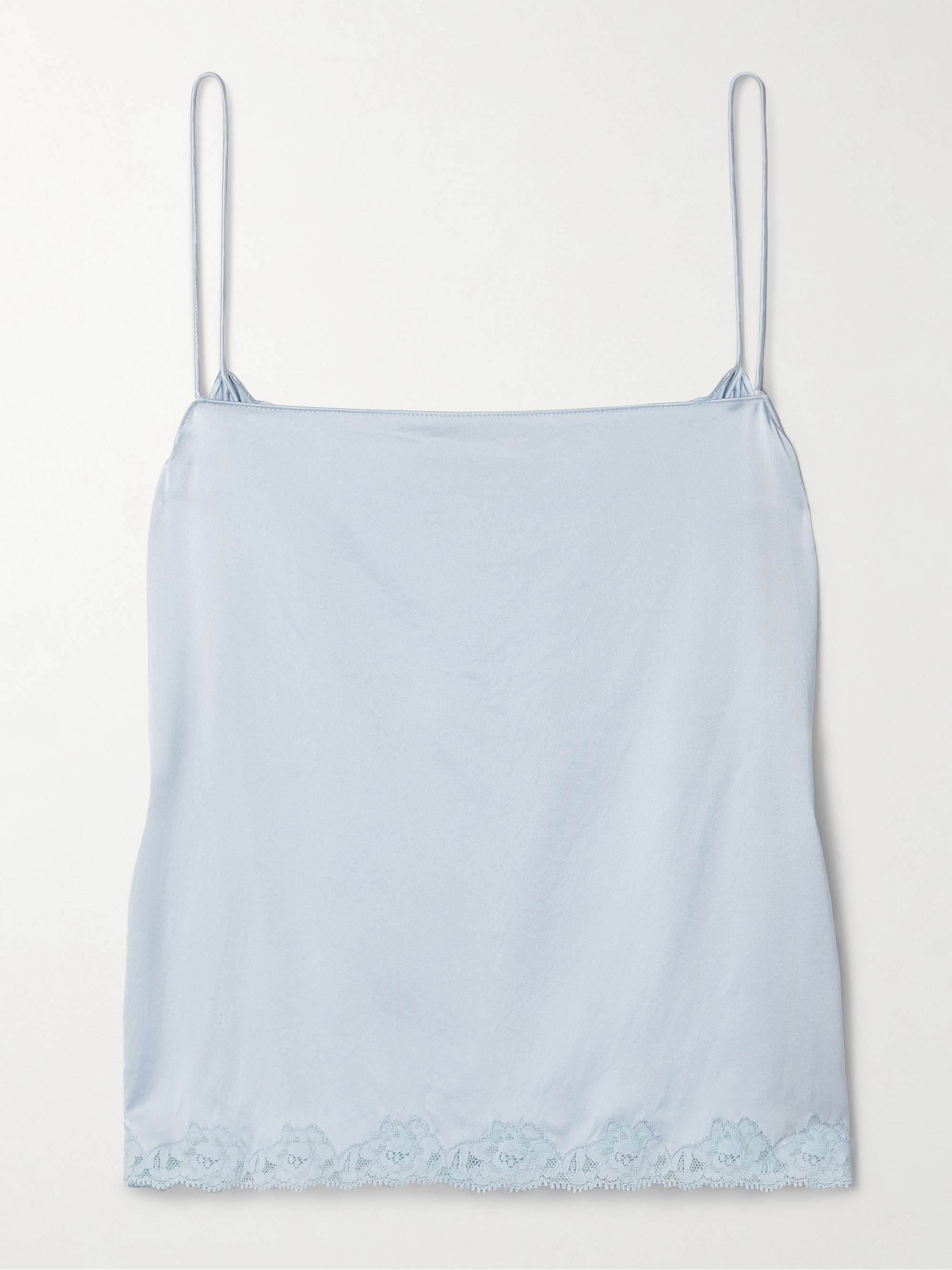 Kilari cotton-blend lace-trimmed silk-charmeuse camisole view