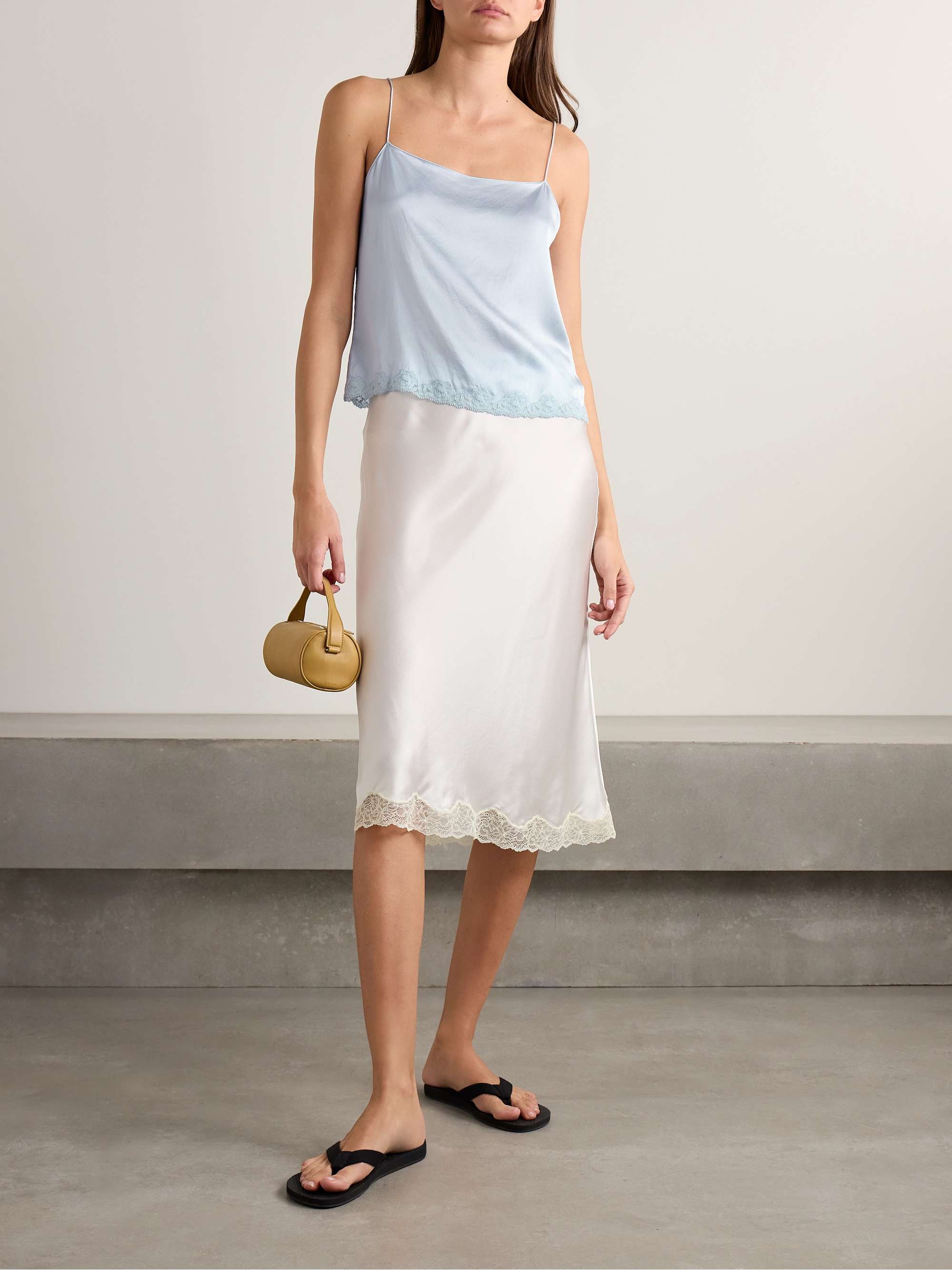 Kilari cotton-blend lace-trimmed silk-charmeuse camisole view
