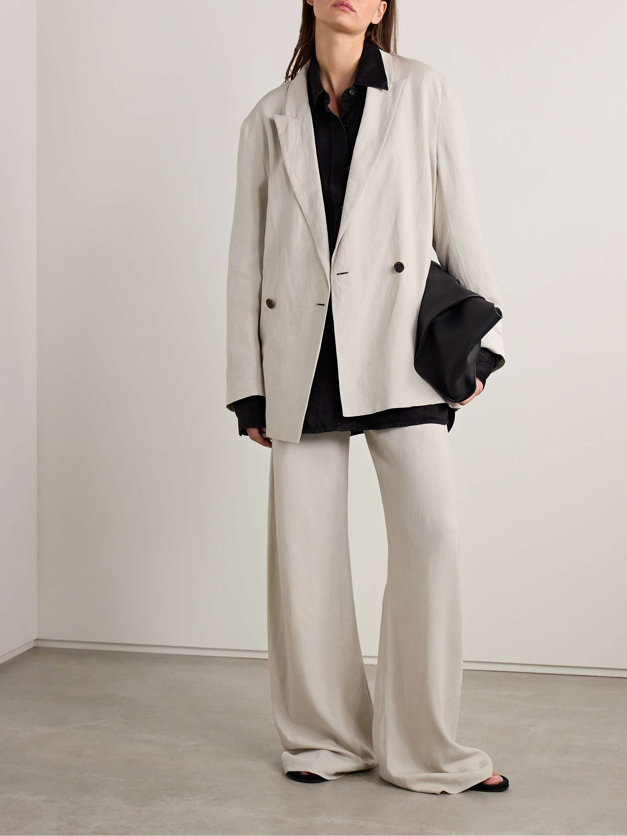 Gala silk and linen-blend wide-leg pants view
