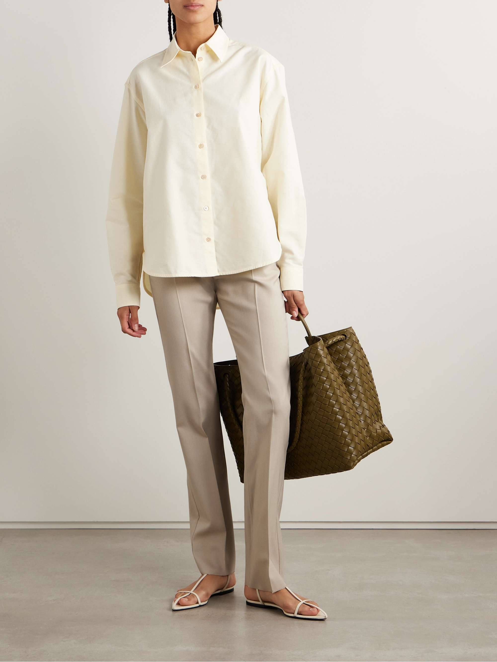 Wool, mohair and silk-blend straight-leg pants view