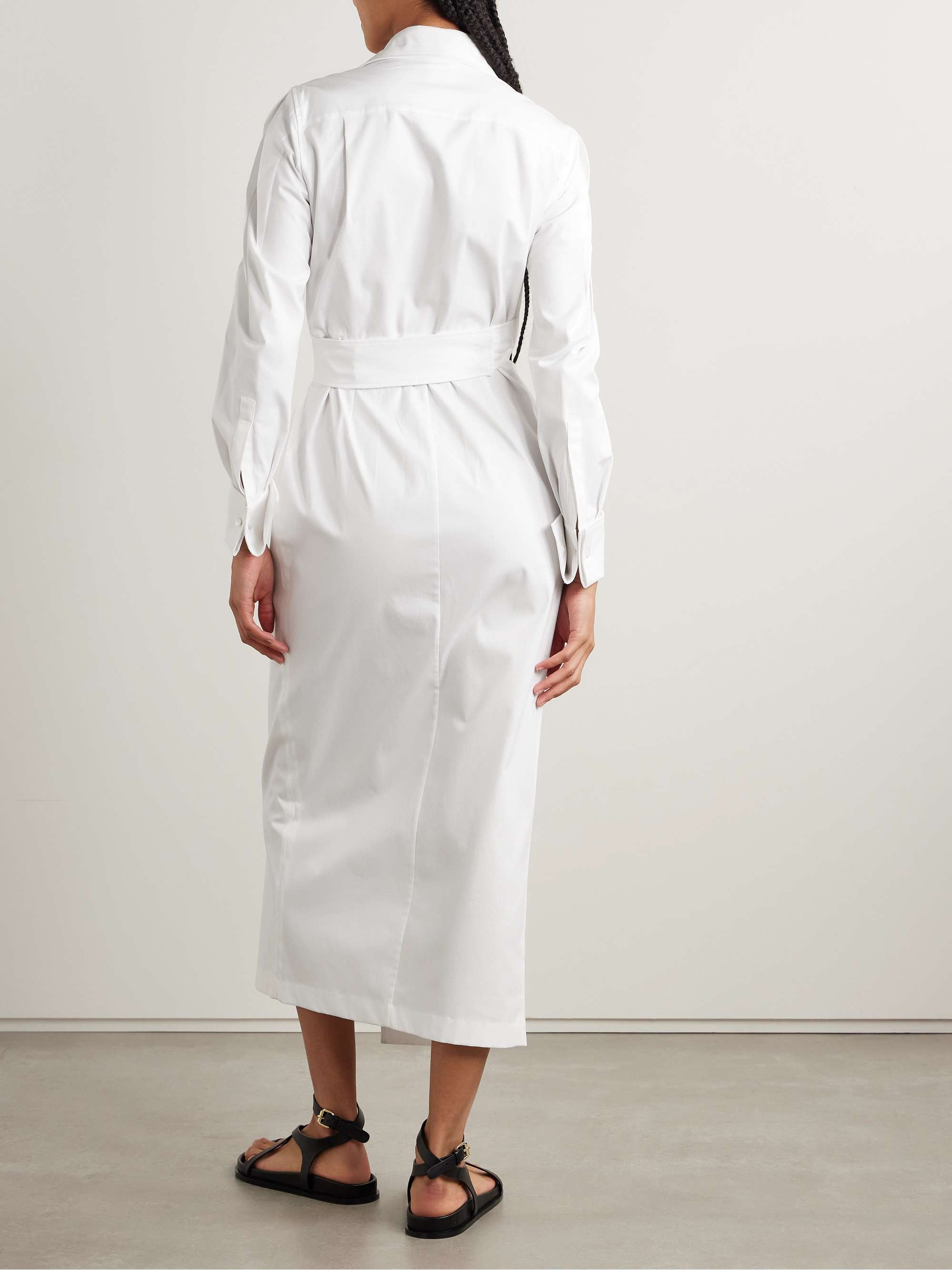 Cotton-blend poplin midi wrap shirt dress view