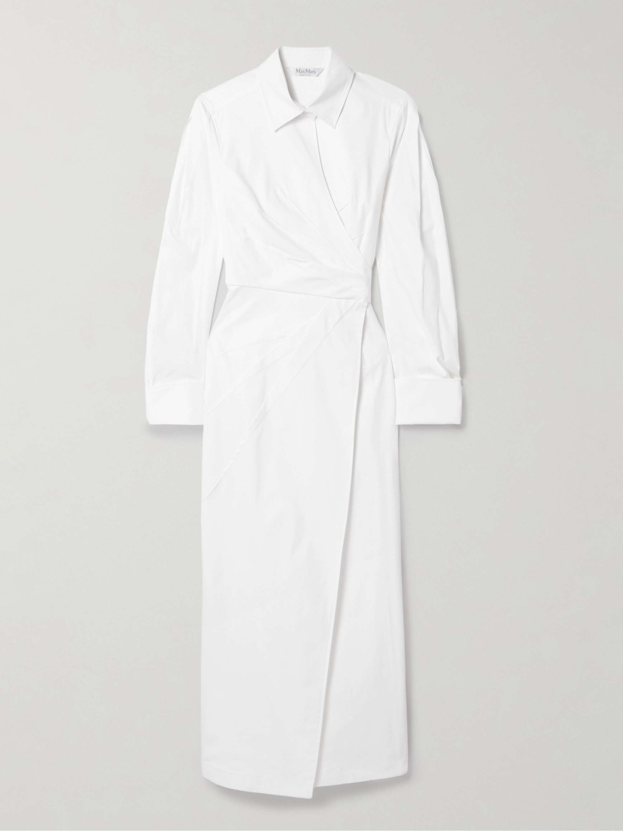 Cotton-blend poplin midi wrap shirt dress view