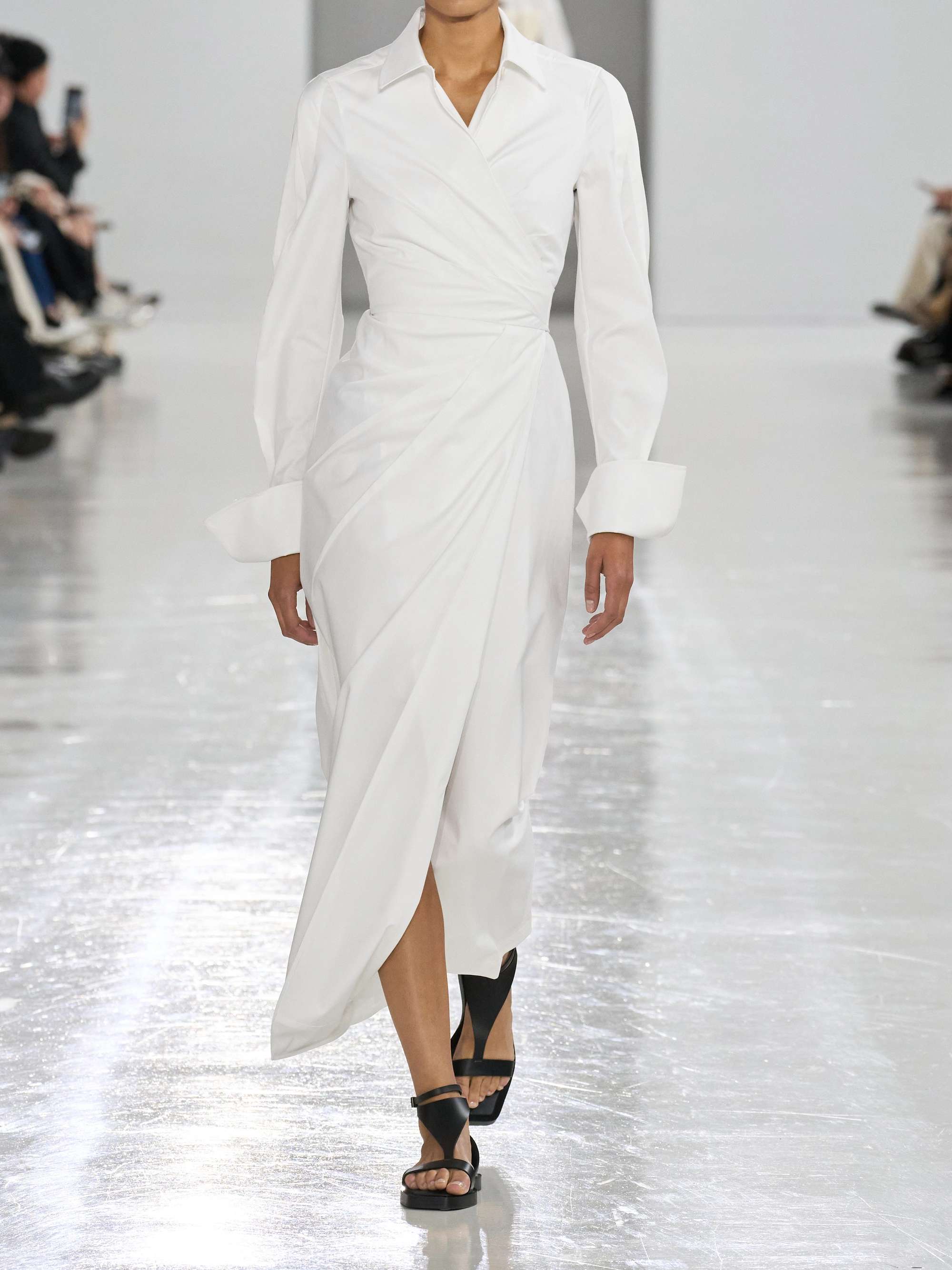 Cotton-blend poplin midi wrap shirt dress view