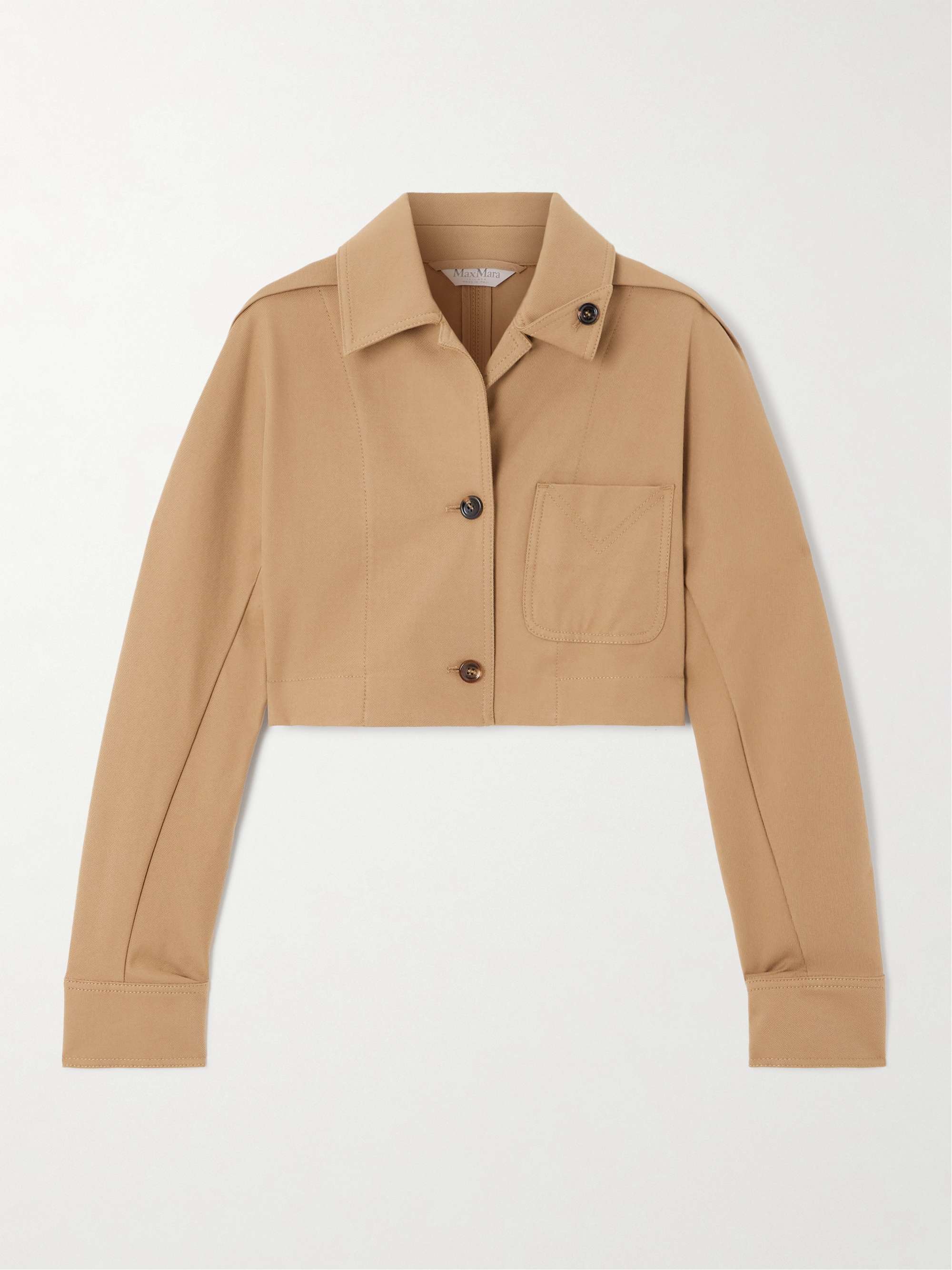 Cropped cotton-blend gabardine jacket view