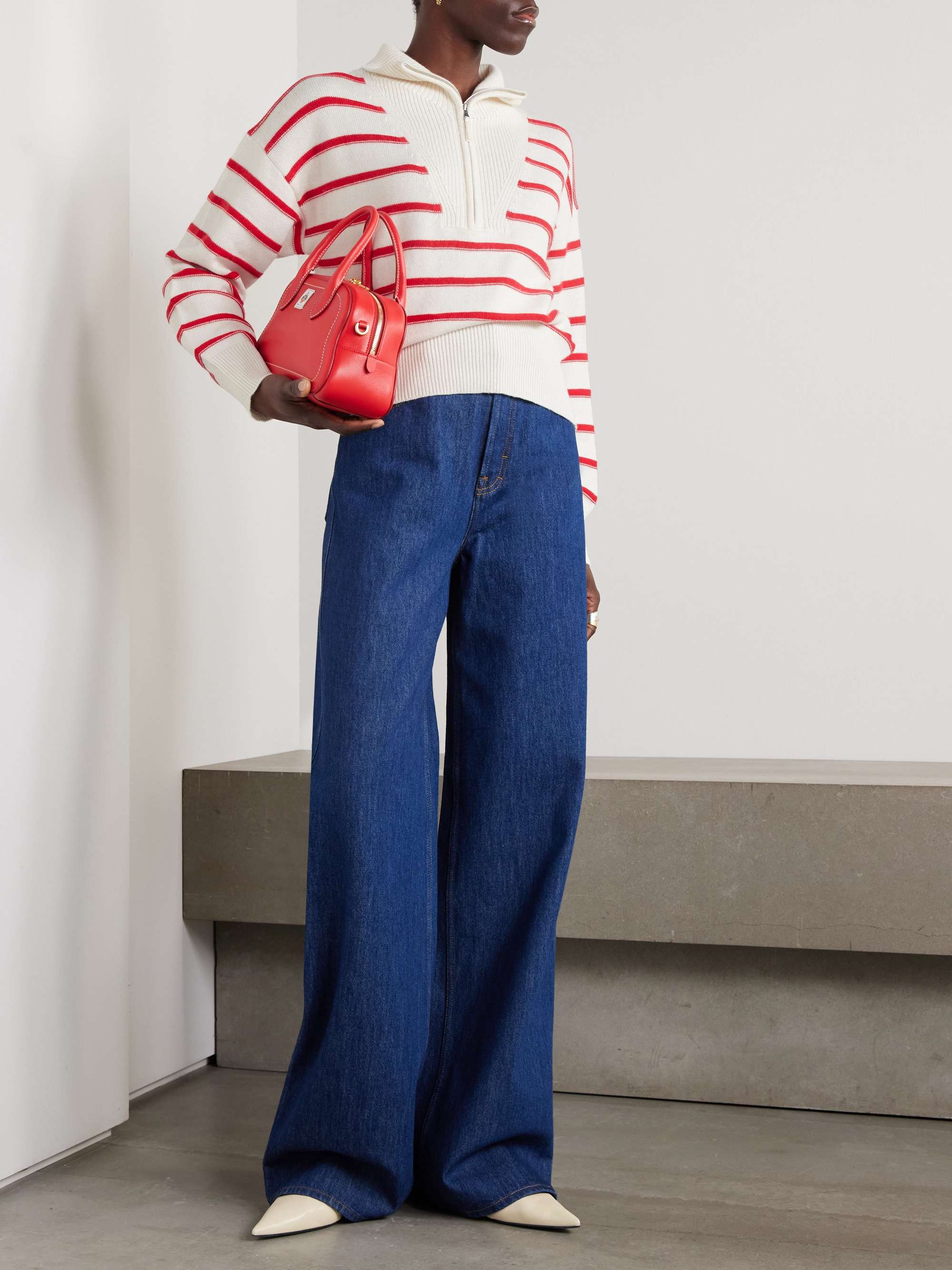 Striped cotton and cashmere-blend sweater view