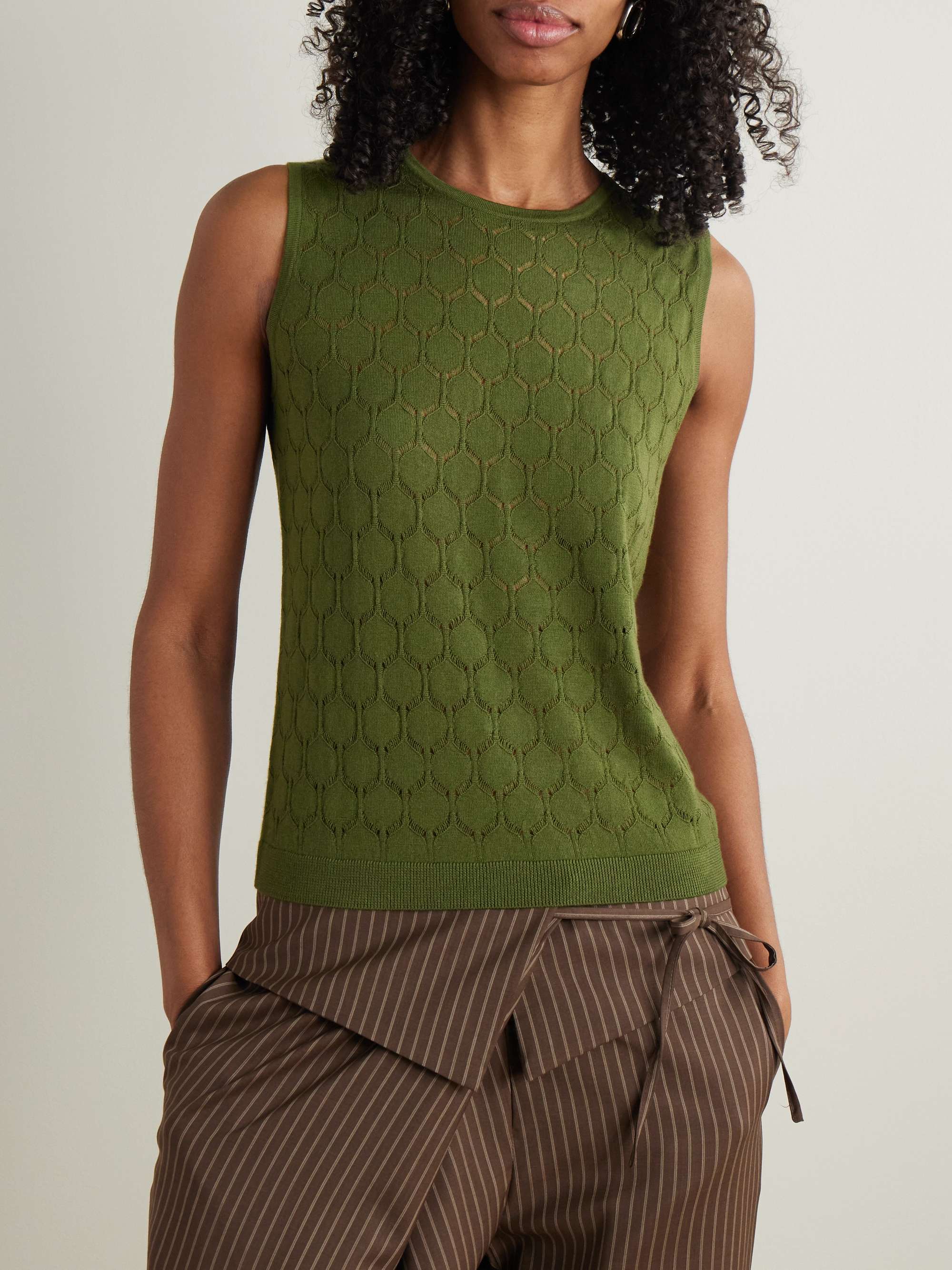 Pointelle-knit virgin wool vest view