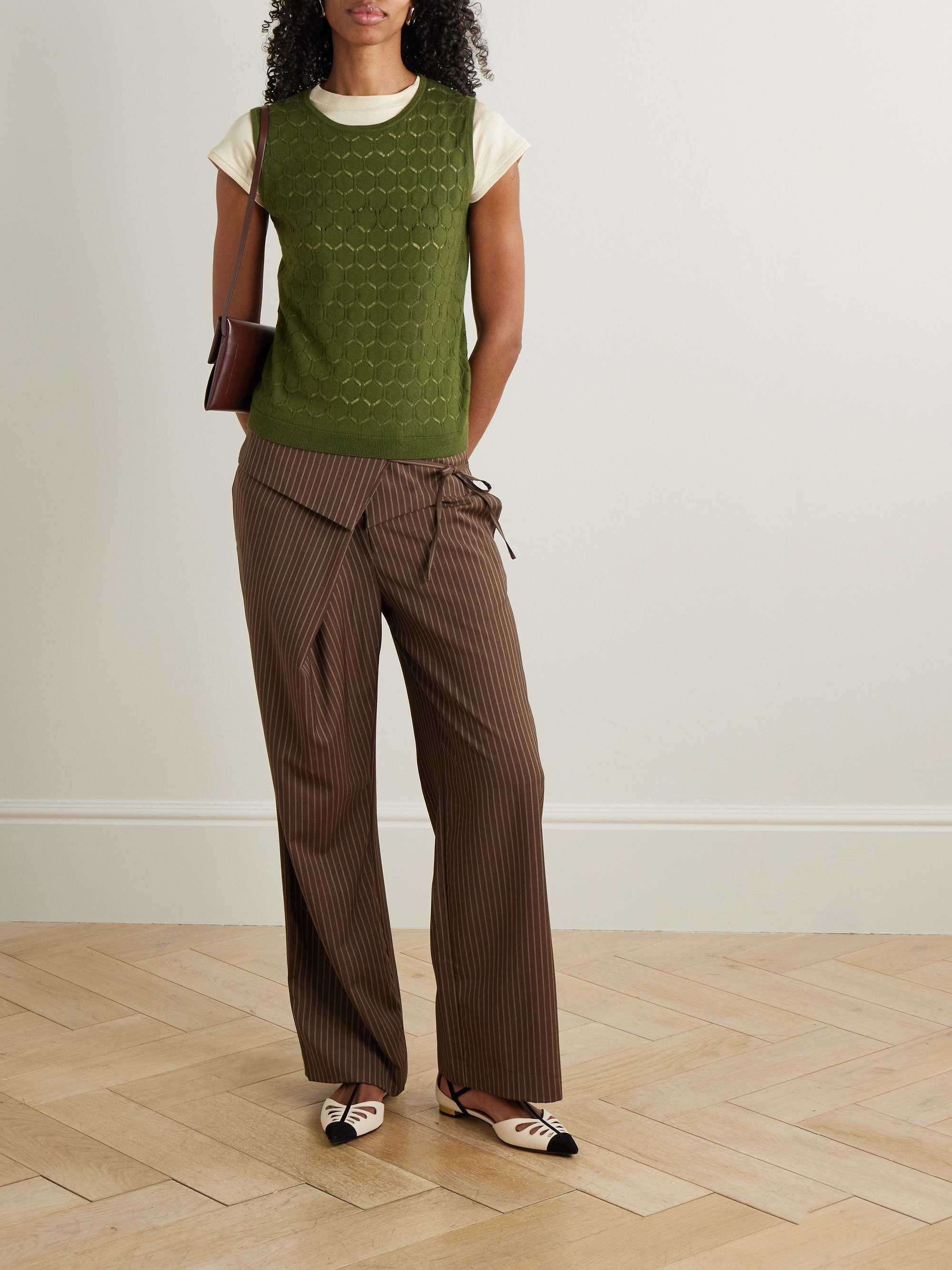 Pointelle-knit virgin wool vest view
