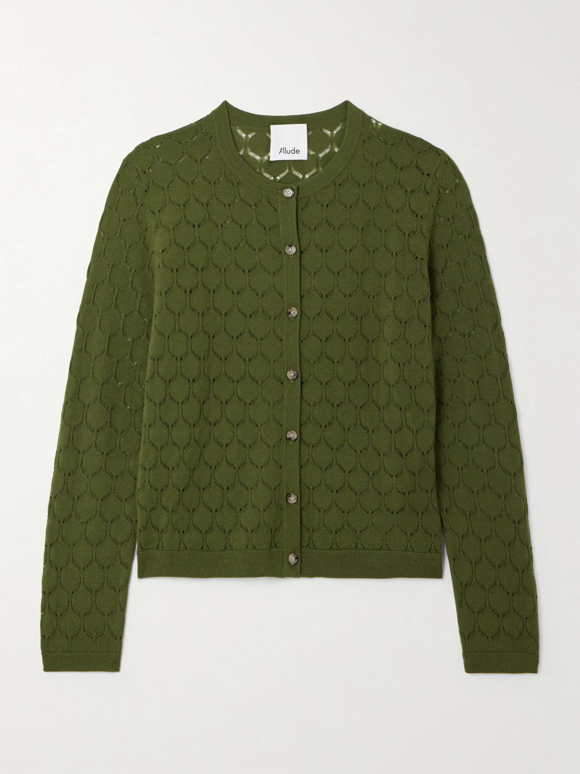 Pointelle-knit wool cardigan view