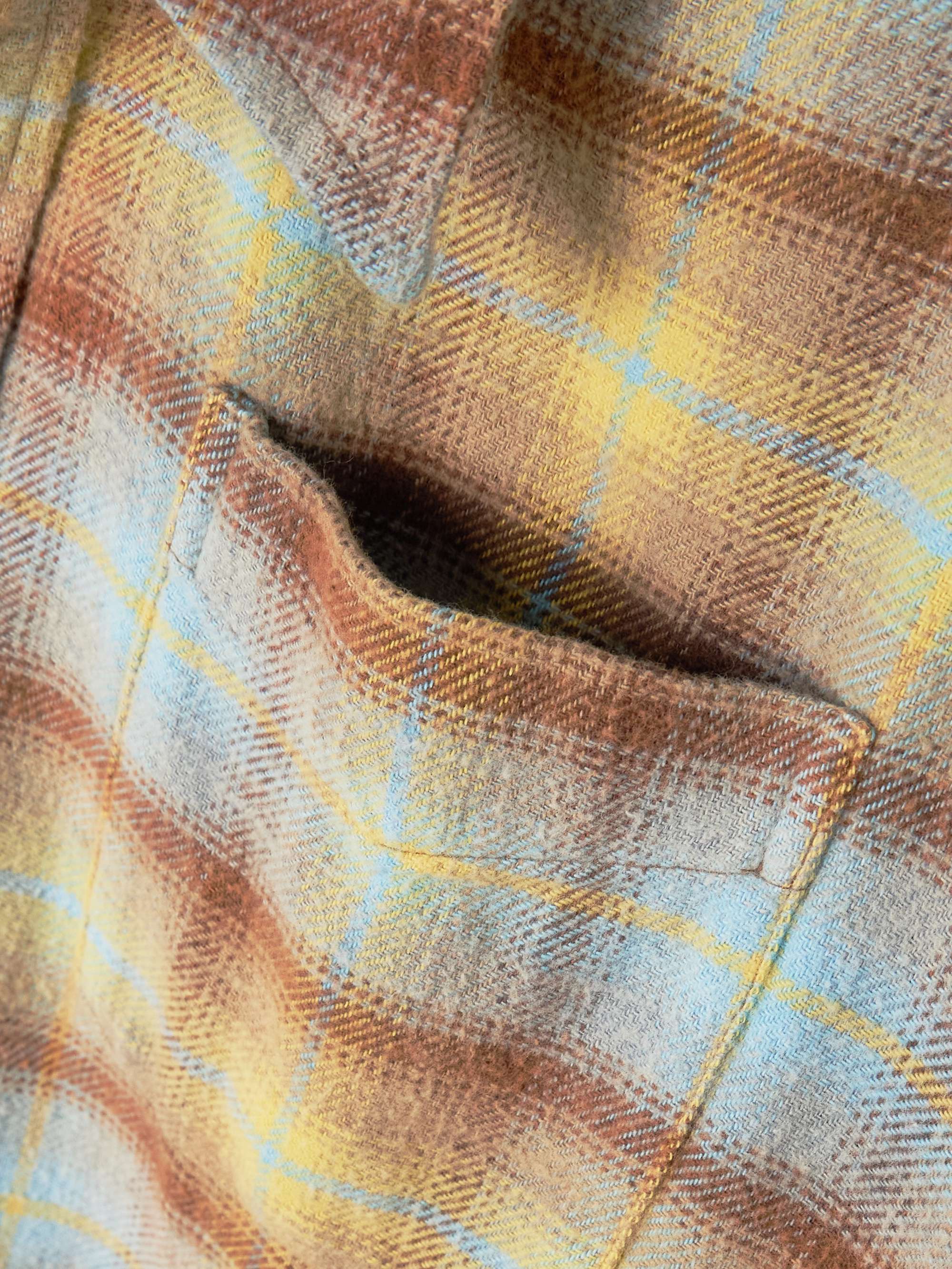 Distressed checked cotton-flannel shirt view