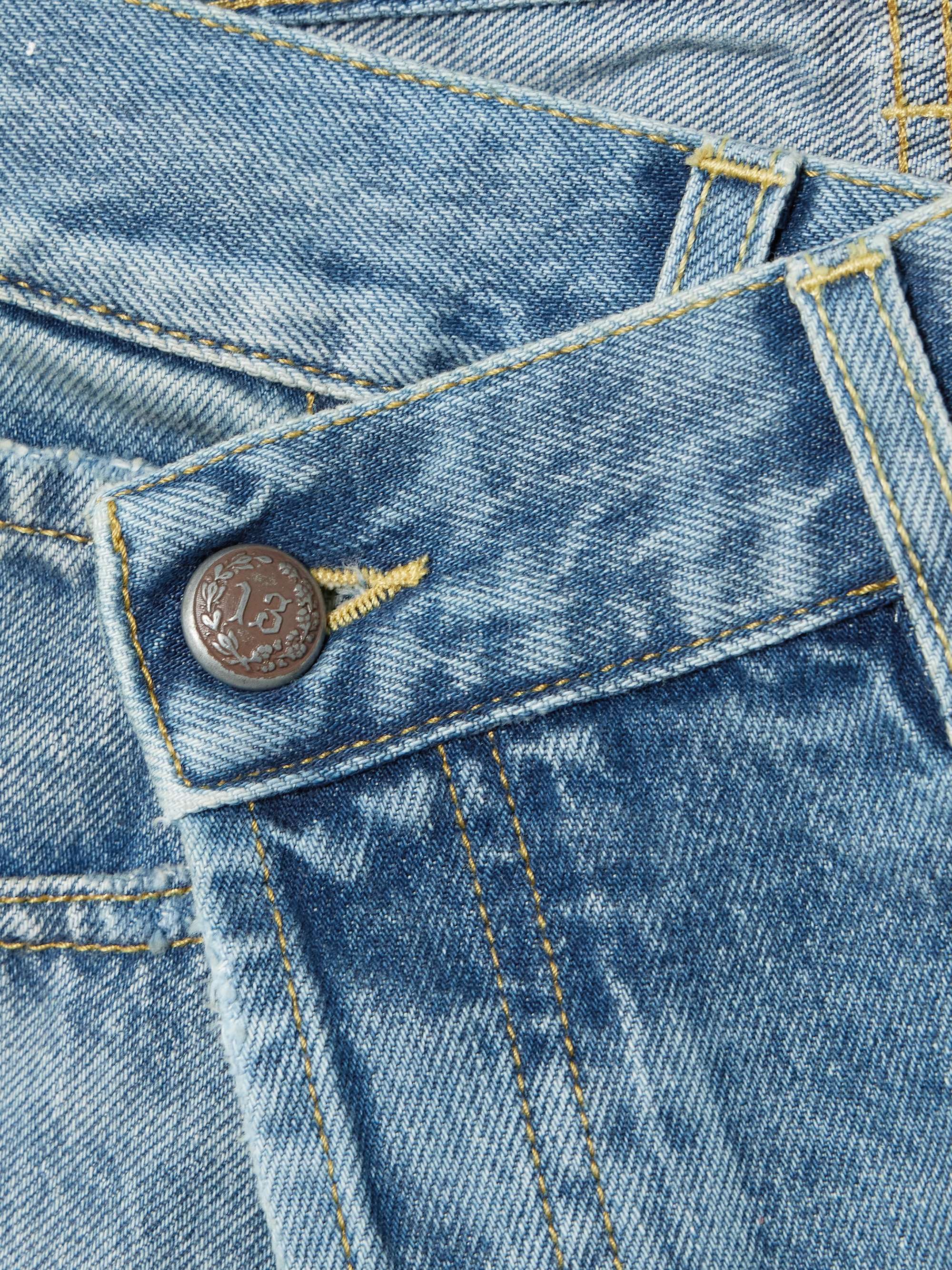 Crossover asymmetric denim shorts view