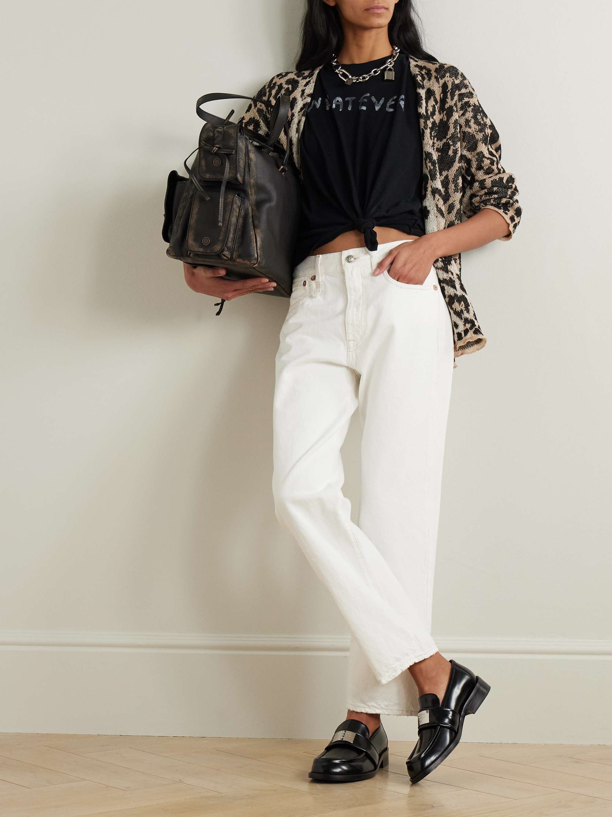 Distressed high-rise boyfriend jeans view