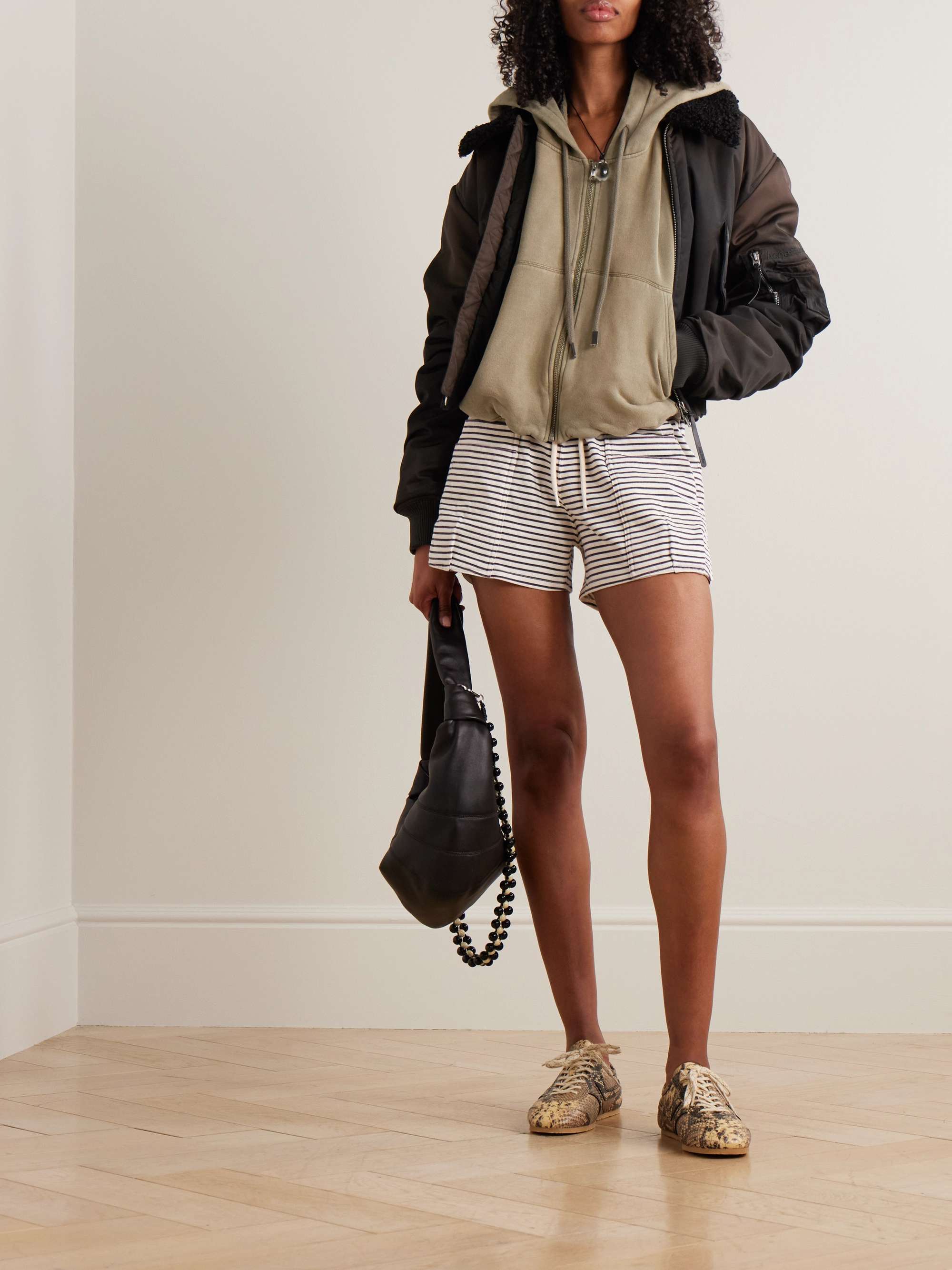 Striped cotton-jersey shorts view