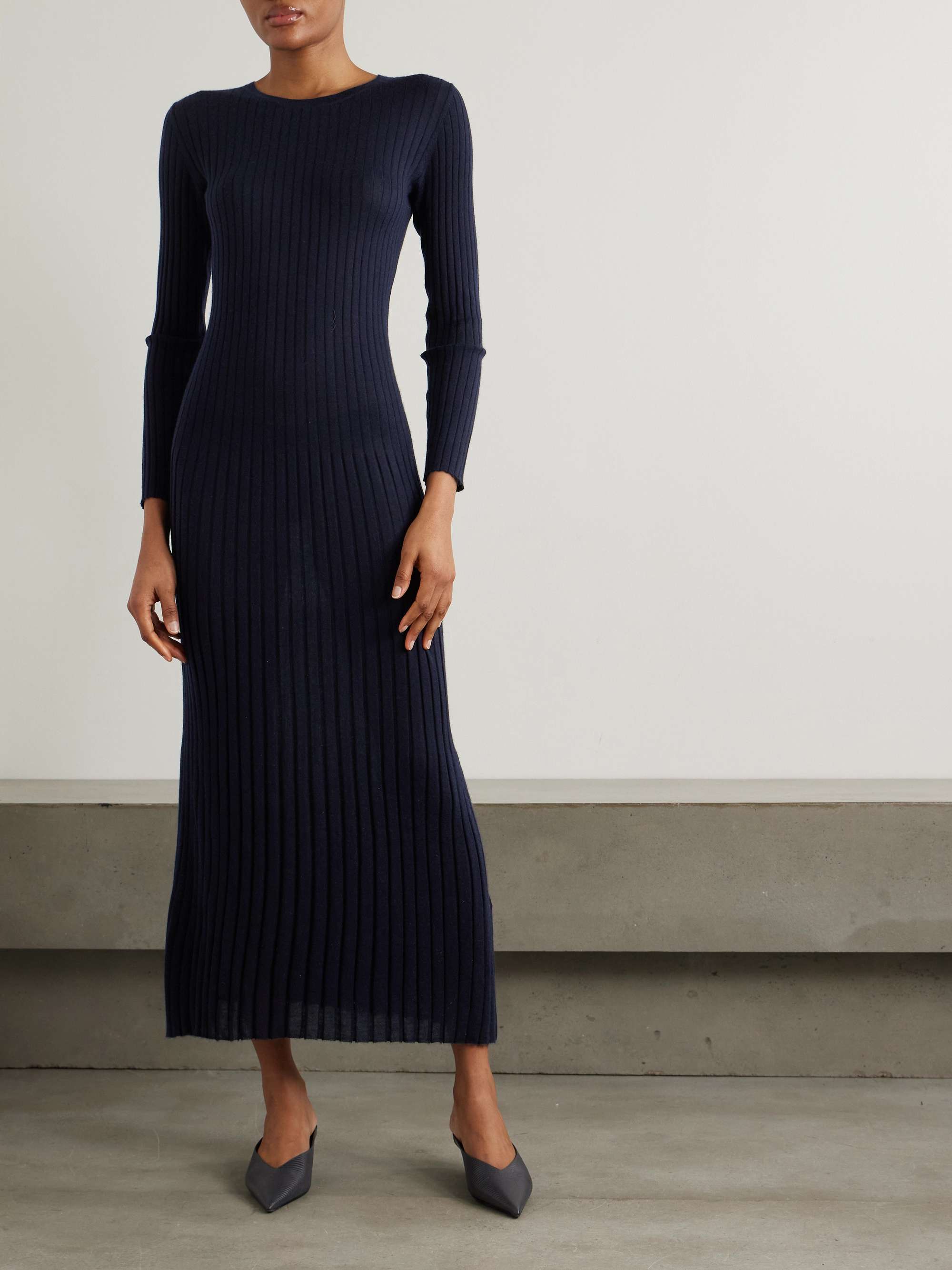 Fliss ribbed organic cashmere maxi dress view