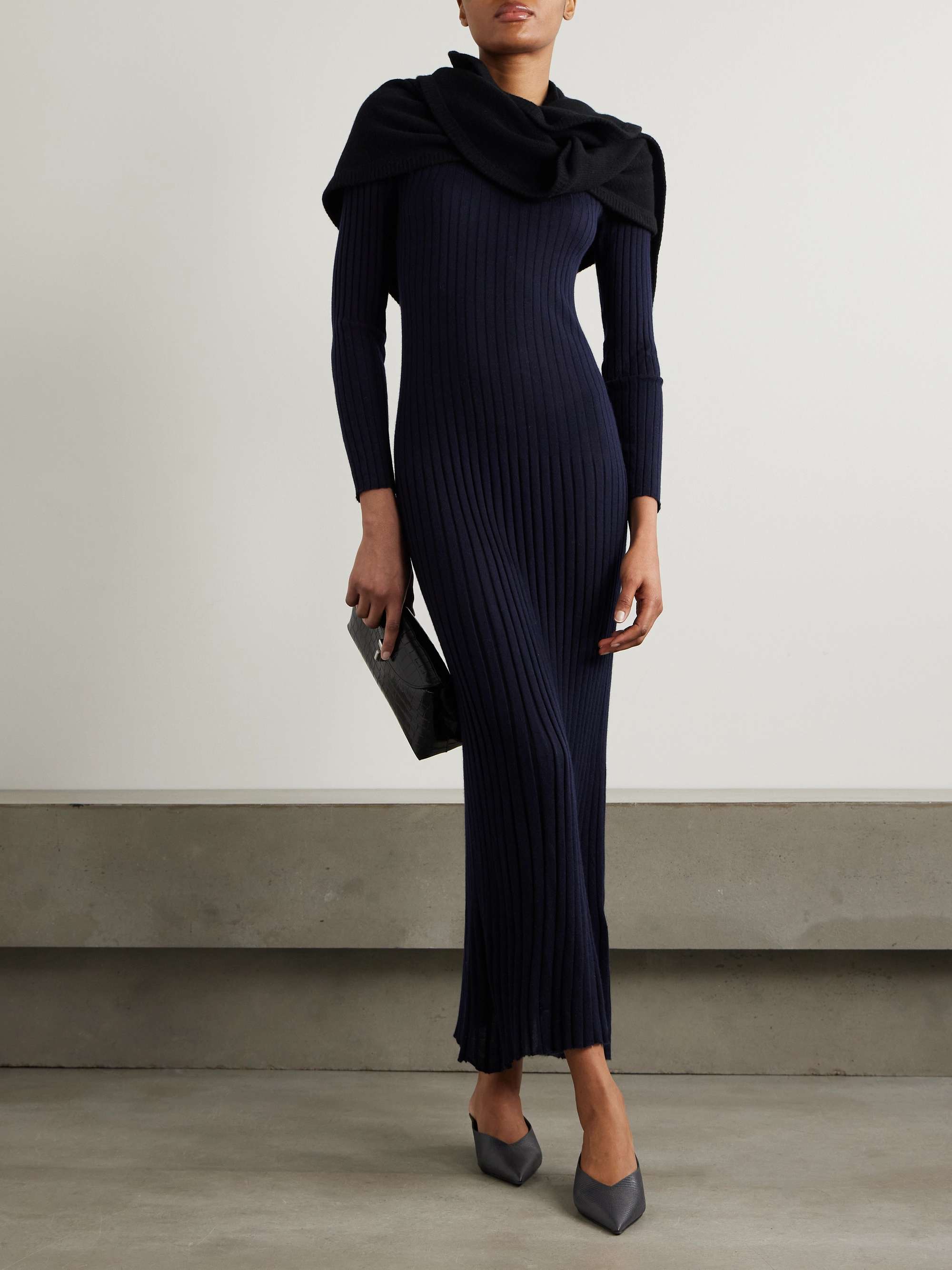 Fliss ribbed organic cashmere maxi dress view