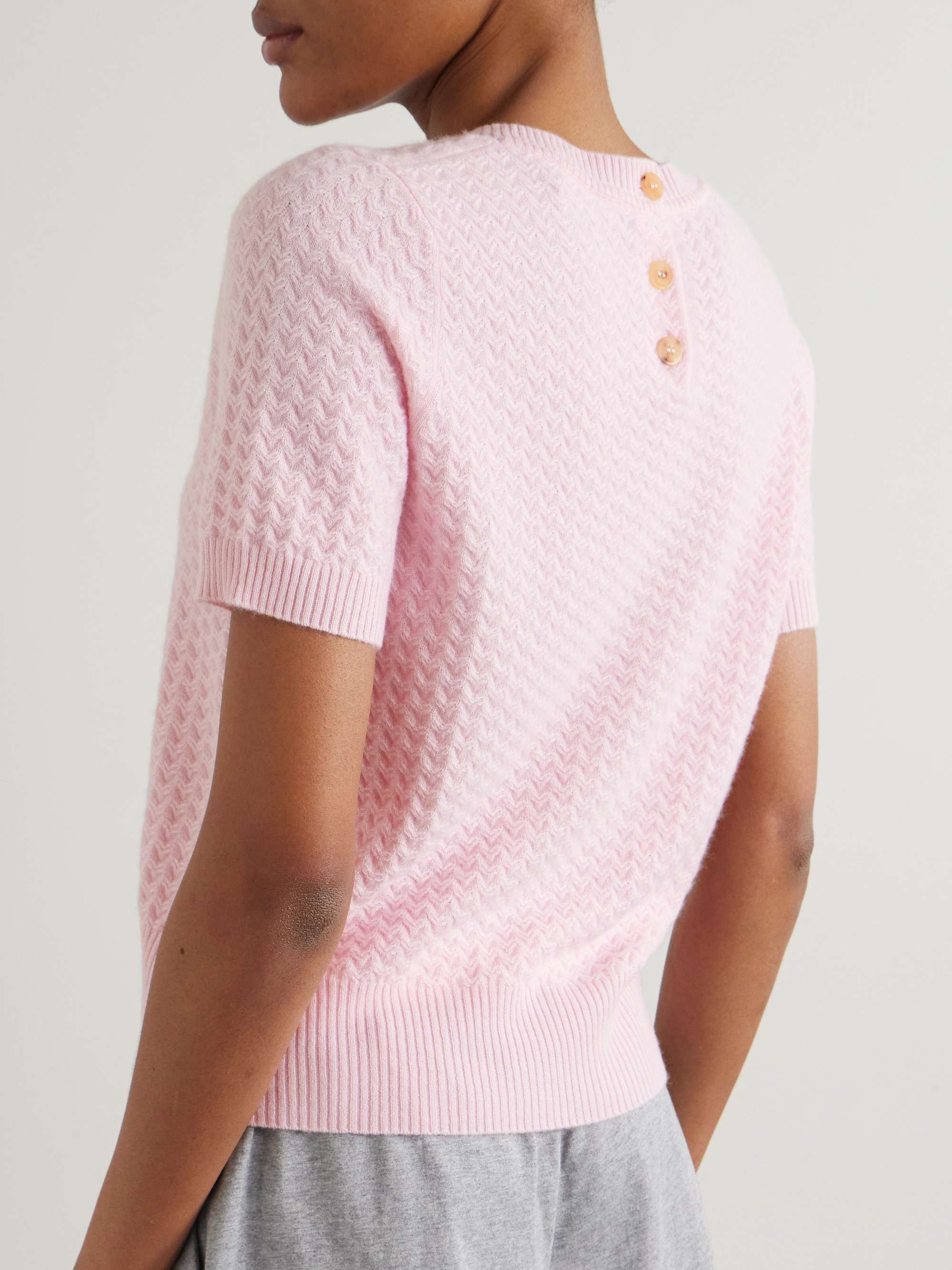 Antibes textured-knit organic cashmere top view
